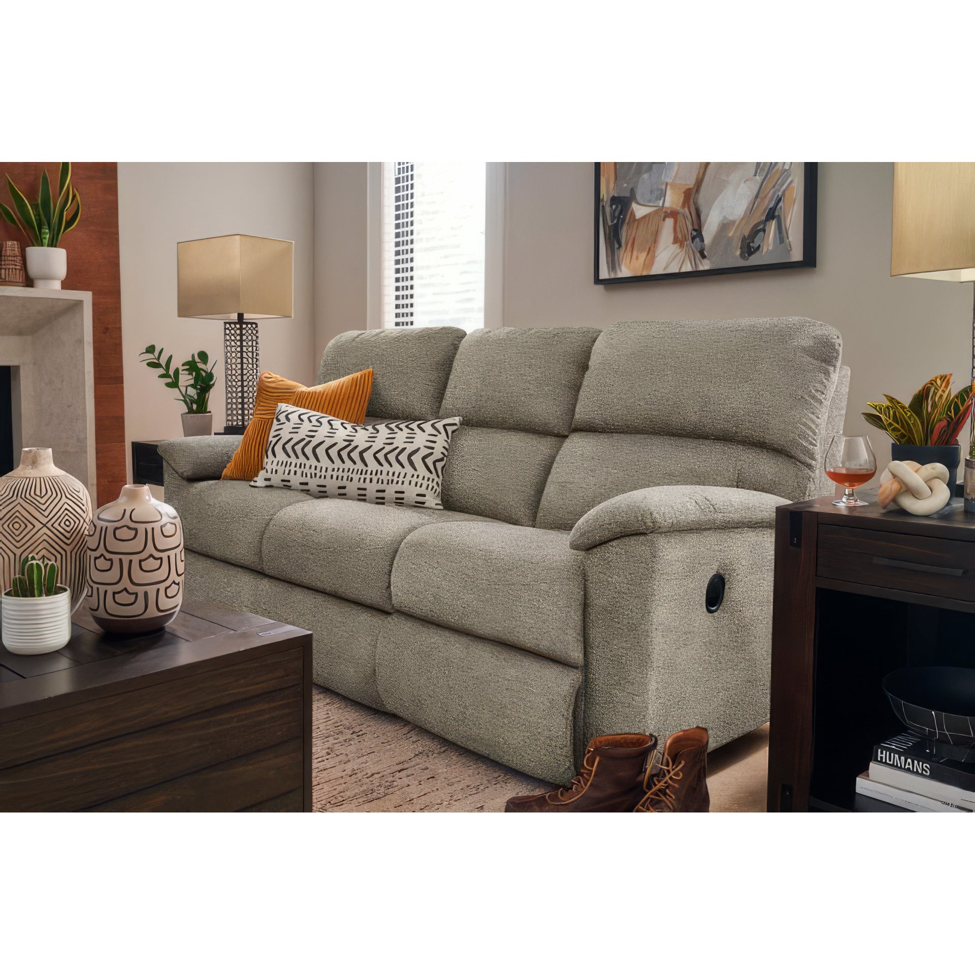Brooks Reclining Sofa - Premium Leather Recliner Couch with Cup Holders & USB Charging | Perfect for Living Room, Home Theater & Family Relaxation