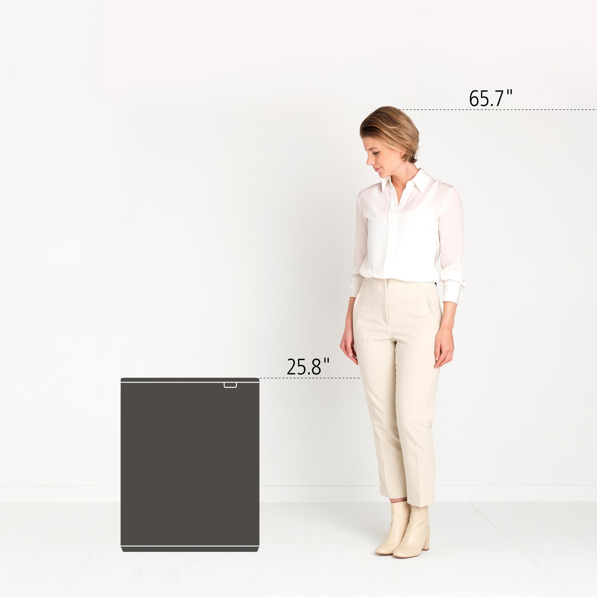 Brabantia Bo Touch Top 16 Gallon Trash Can - Soft Open/Close Kitchen Garbage Bin with Removable Recycling Compartment, White | Perfect for Modern Kitchens & Eco-Friendly Waste Sorting