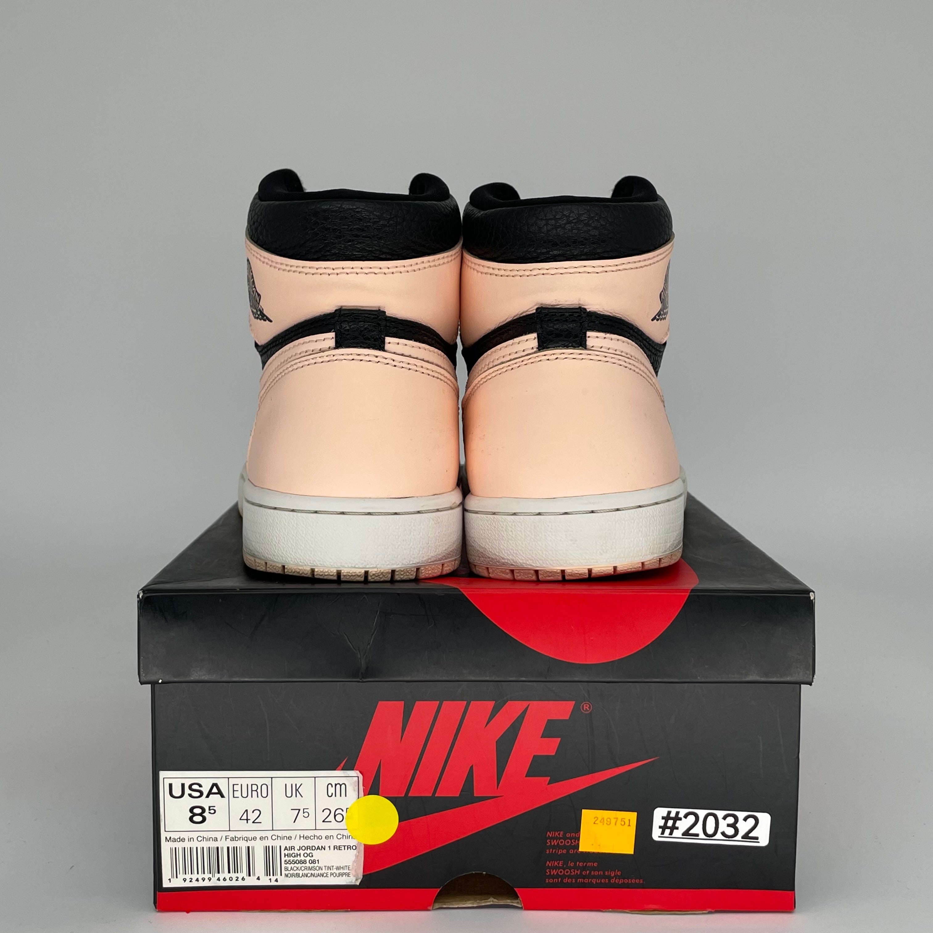 AIR JORDAN 1 CRIMSON TINT Sneakers - Men's Size 8.5 (555088-081) - Retro High Top Basketball Shoes for Casual Wear & Street Style