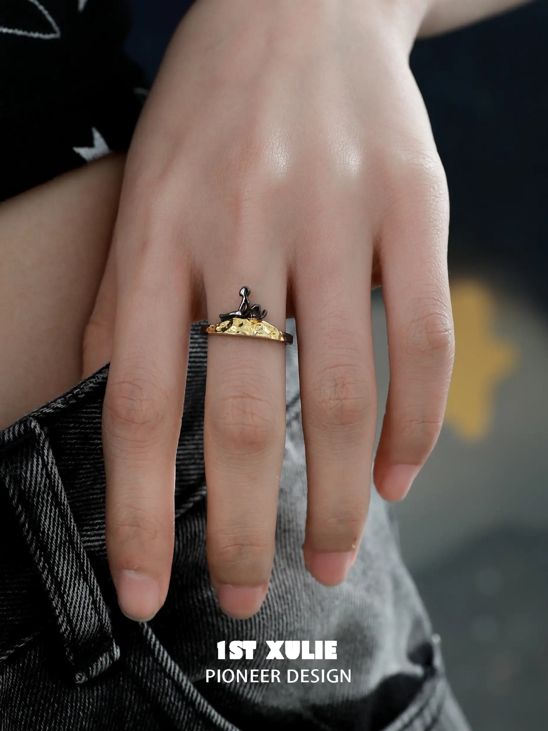 Cat's Gaze S925 Sterling Silver 18K Gold Plated Open End Ring for Women - Elegant Minimalist Jewelry for Lonely Souls, Perfect for Daily Wear, Gifts & Special Occasions