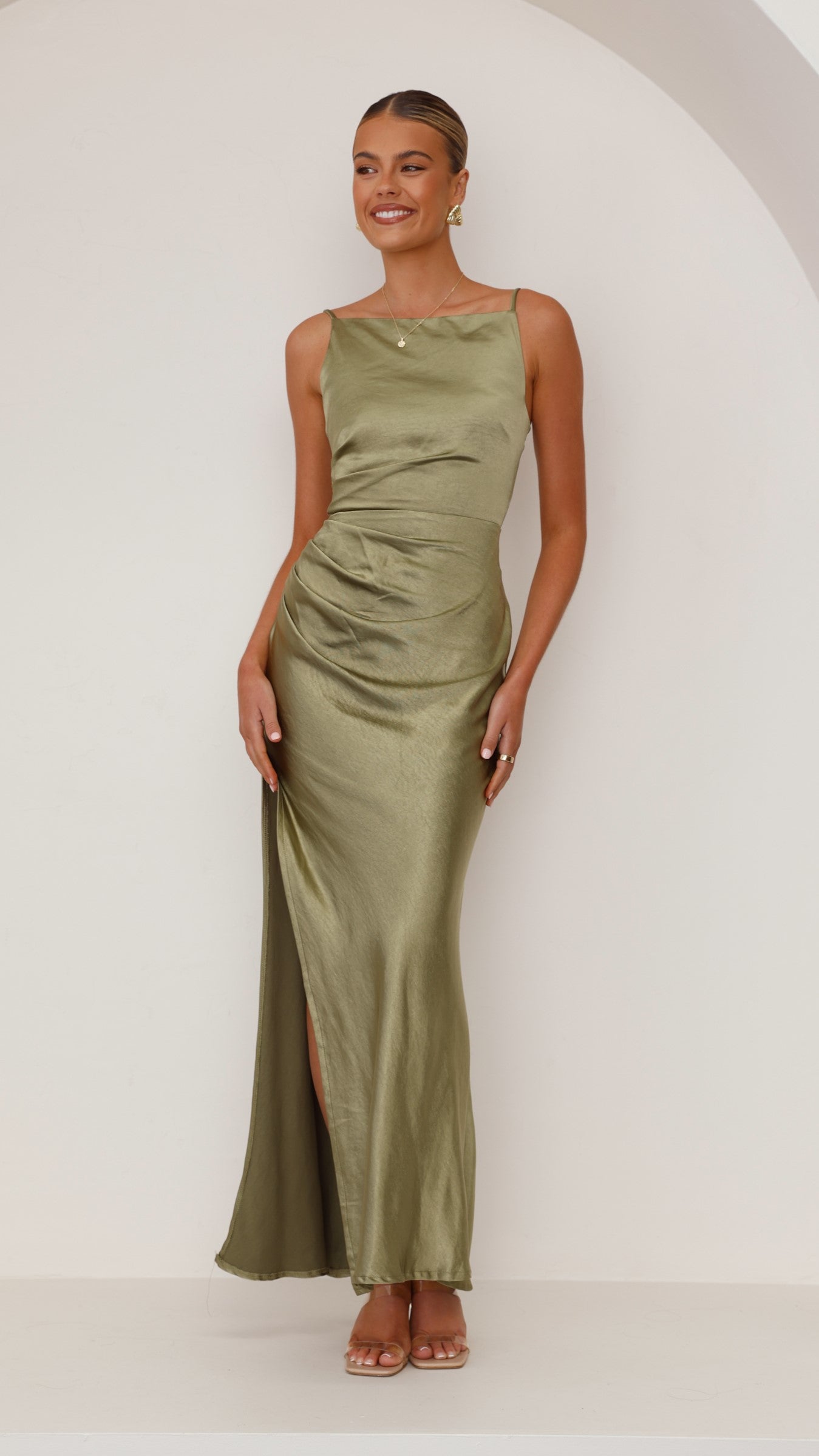 Ava Maxi Dress for Women - Flowy Olive Green Long Summer Dress - Perfect for Beach, Vacation & Casual Wear