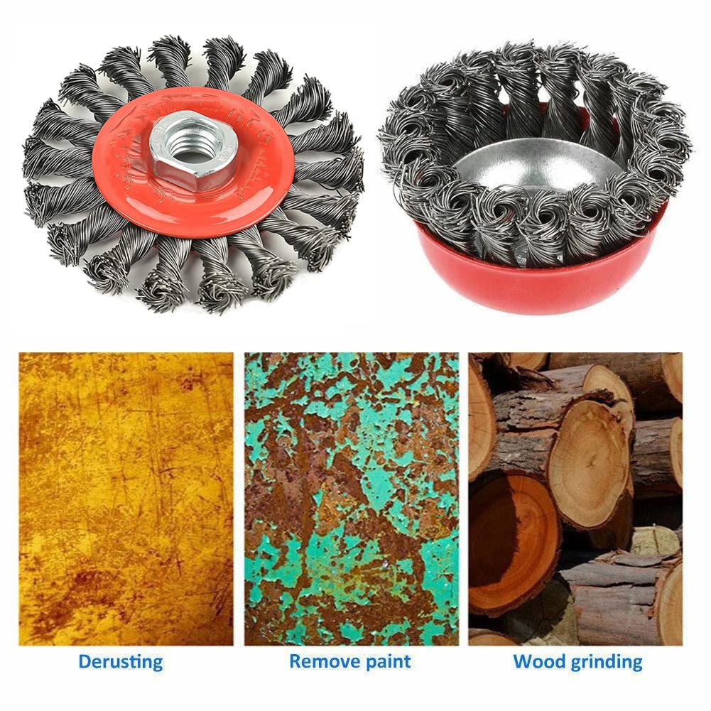 **Auniwaig 75mm Steel Wire Crimped Cup Brush with M10 x 1.5 Threaded Hole (3-Pack) – Heavy-Duty Rust & Paint Removal for Metal, Wood & Concrete Surfaces**