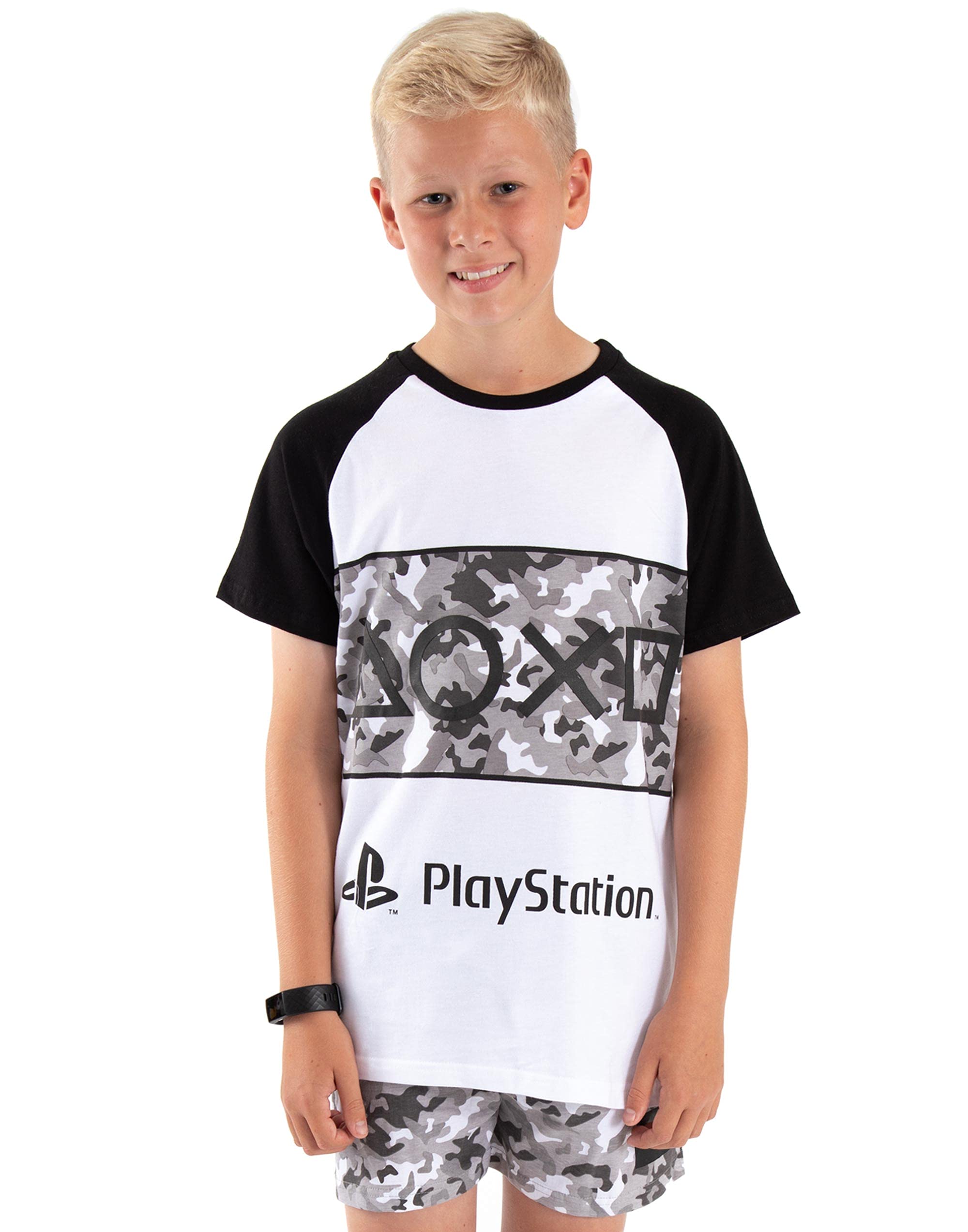**PlayStation Pajamas for Boys - Camo Print Game-Themed Sleepwear (Long & Short Sleeve Options) - Perfect for Gaming Nights & Sleepovers**