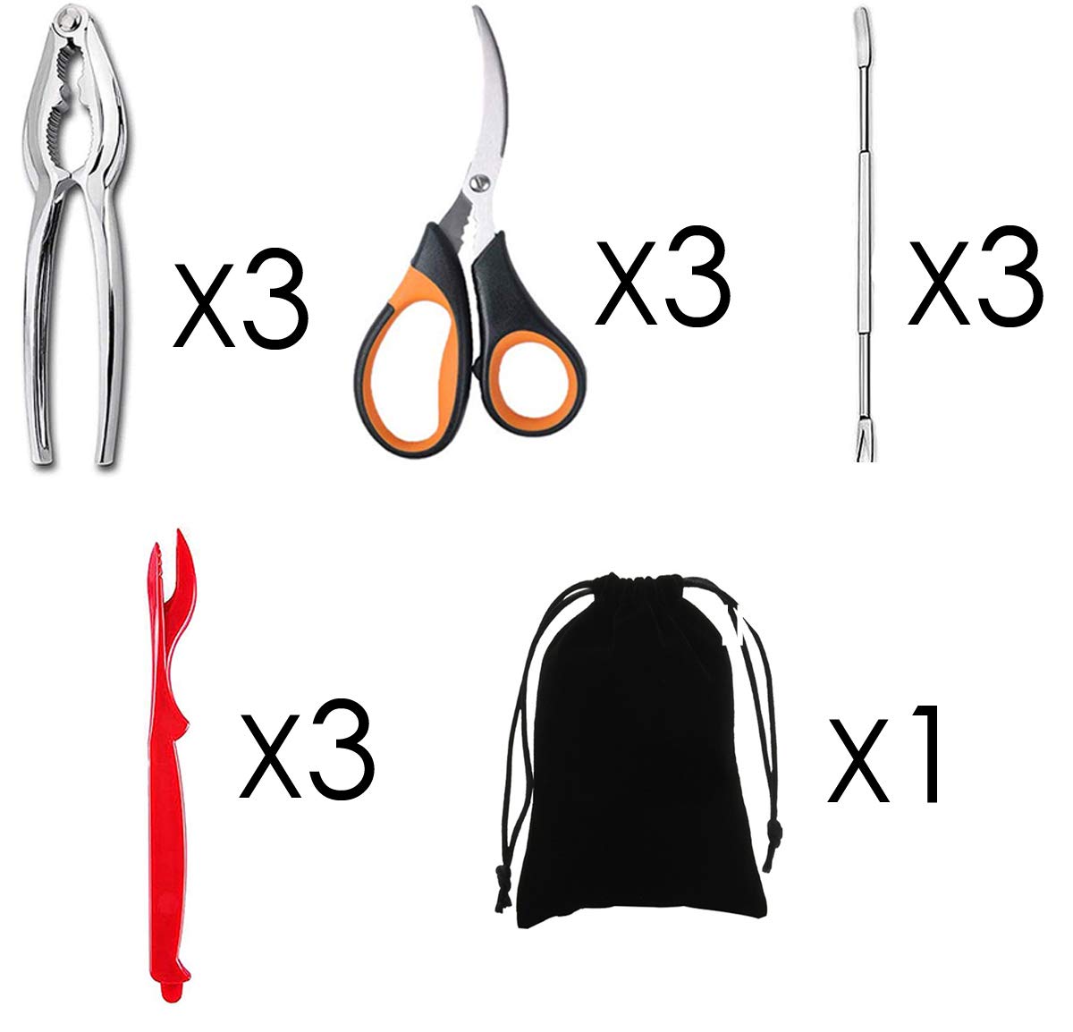 Artcome 13-Piece Seafood Utensil Set - Crab Crackers, Lobster Shellers, Forks & Scissors for 3 People with Storage Bag | Perfect for Crab Boils, Seafood Feasts & Dinner Parties