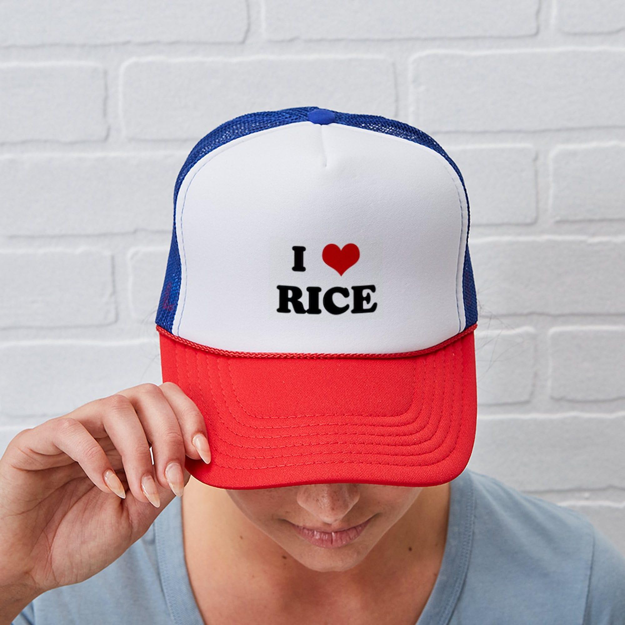 I Love Rice Adjustable Snapback Trucker Hat by CafePress - Stylish & Comfortable for Casual Wear, Outdoor Activities & Fan Gifts