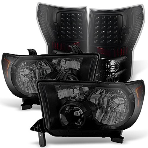 AKKON Black Smoke Headlights & LED Tail Lights Combo for Toyota Tundra - Durable Replacement Lighting Kit for Off-Road, Night Driving & Custom Car Styling