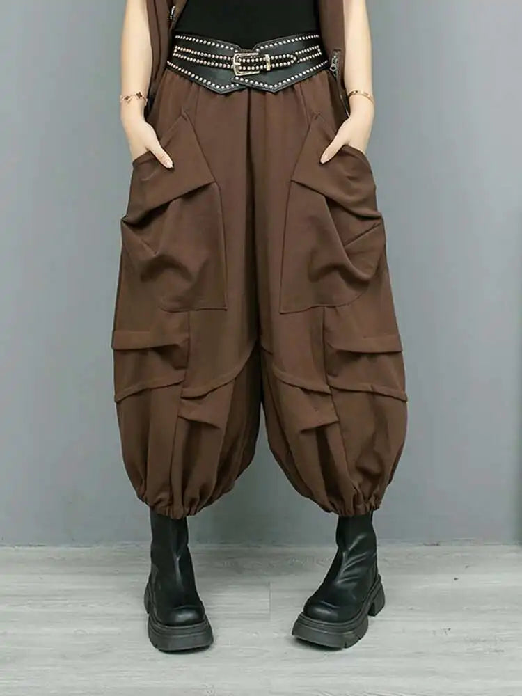 Big Size Coffee Vest & Wide Leg Pants Two-Piece Suit for Women - V-Neck Sleeveless Fashion Set for Spring/Autumn 2025 (1DH8108) | Office Wear, Casual Outfit & Special Occasion