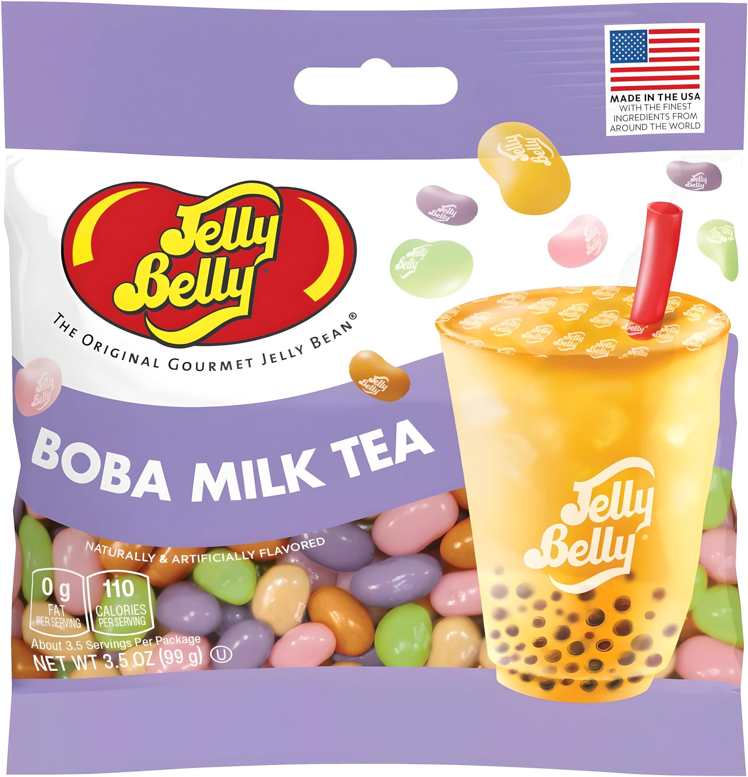 **Jelly Belly Boba Milk Tea Gourmet Jelly Beans 100g - Vegan, Dairy-Free, Gluten-Free, Kosher Candy - Bulk Snacks for Christmas, Holidays & Stocking Stuffers - Perfect for Parties, Gifts & Sweet Cravings**