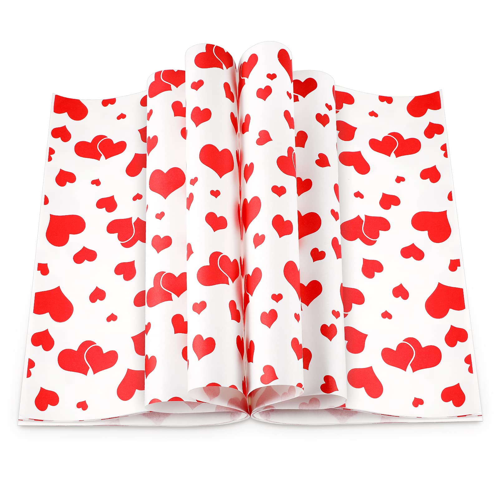 Gersoniel 150 Pcs Red Heart-Shaped Wax Paper Sheets - Waterproof Greaseproof Food Wrapping Paper for Sandwiches, Picnics & Valentine's Day Treats - Perfect for Party Platters, Bakery Packaging & Gift Wrapping
