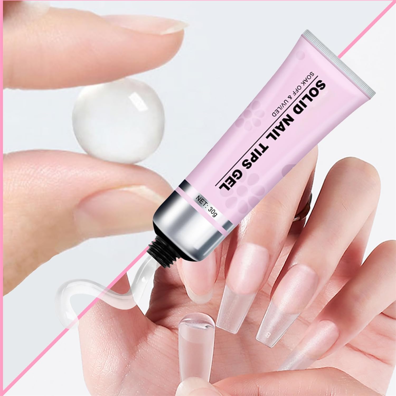 Magic Solid Nail Glue Kit - 3-in-1 Nail Art Set with Solid Nail Glue Gel & Press On Nails for Professional Salon & DIY Home Manicures
