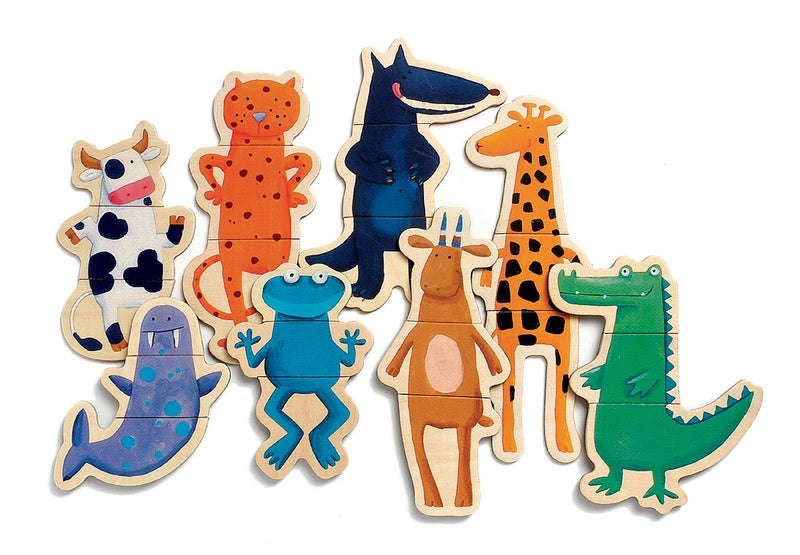 Crazy Animals Wooden Kids Magnets 24-Piece Set by Djeco - Fun Educational Toys for Toddlers & Preschoolers - Perfect for Fridge Play, Classroom Activities & Learning Animal Names