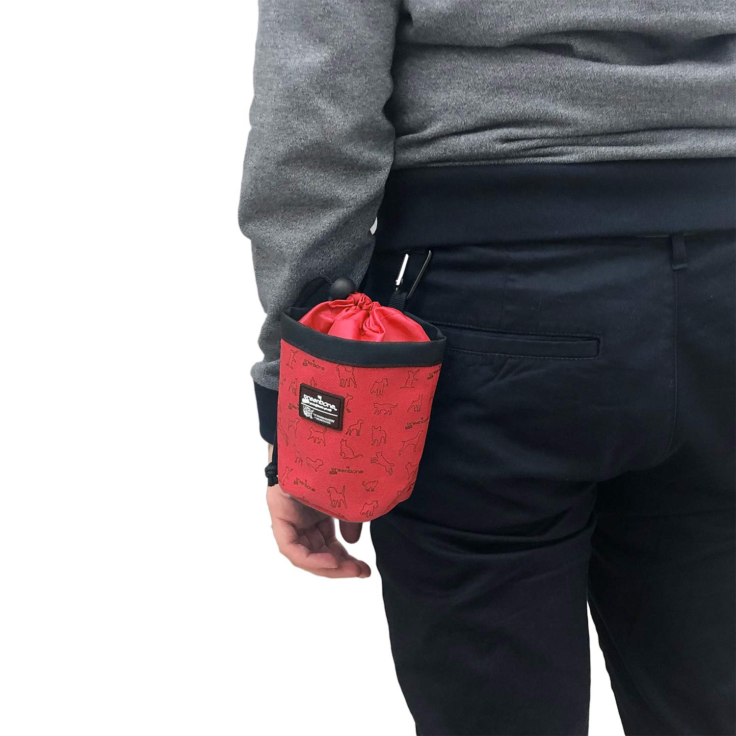 Humane Society Nylon Dog Treat Pouch - Red | Portable Training Reward Bag for Walking, Hiking & Outdoor Adventures
