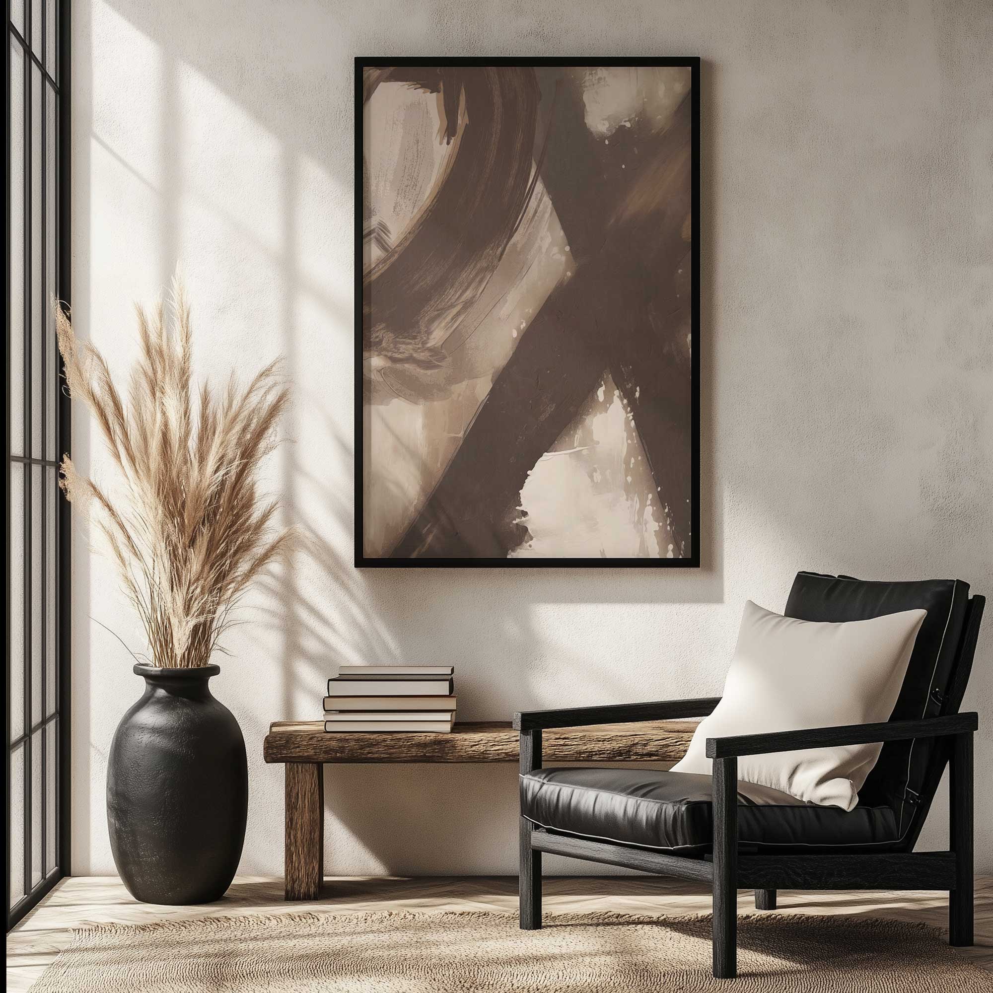 Abstract Sienna Swirl II Art Print - Modern Wall Decor for Living Room, Bedroom & Office - Handmade Canvas Painting for Home & Office Decoration