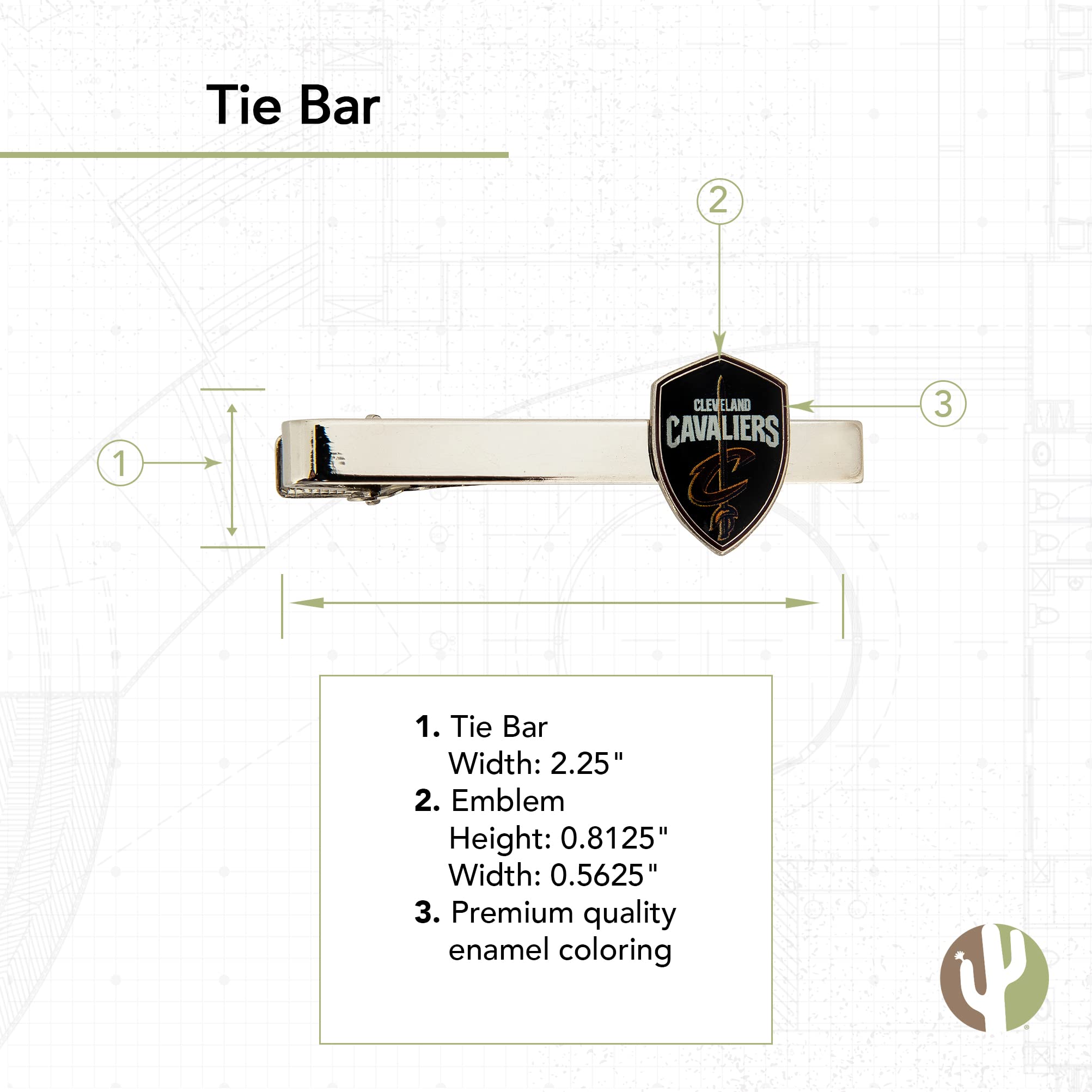 Cleveland Cavaliers NBA Tie Bar - Desert Cactus Design, Officially Licensed Basketball Accessory for Men | Perfect for Office, Weddings & Game Day Outfits