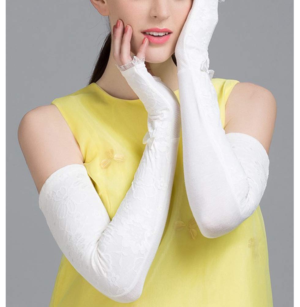 UV Protection Long Sleeve Lace Gloves for Women - Fingerless Mittens for Driving, Cycling, Outdoor Activities & Fashion Accessories