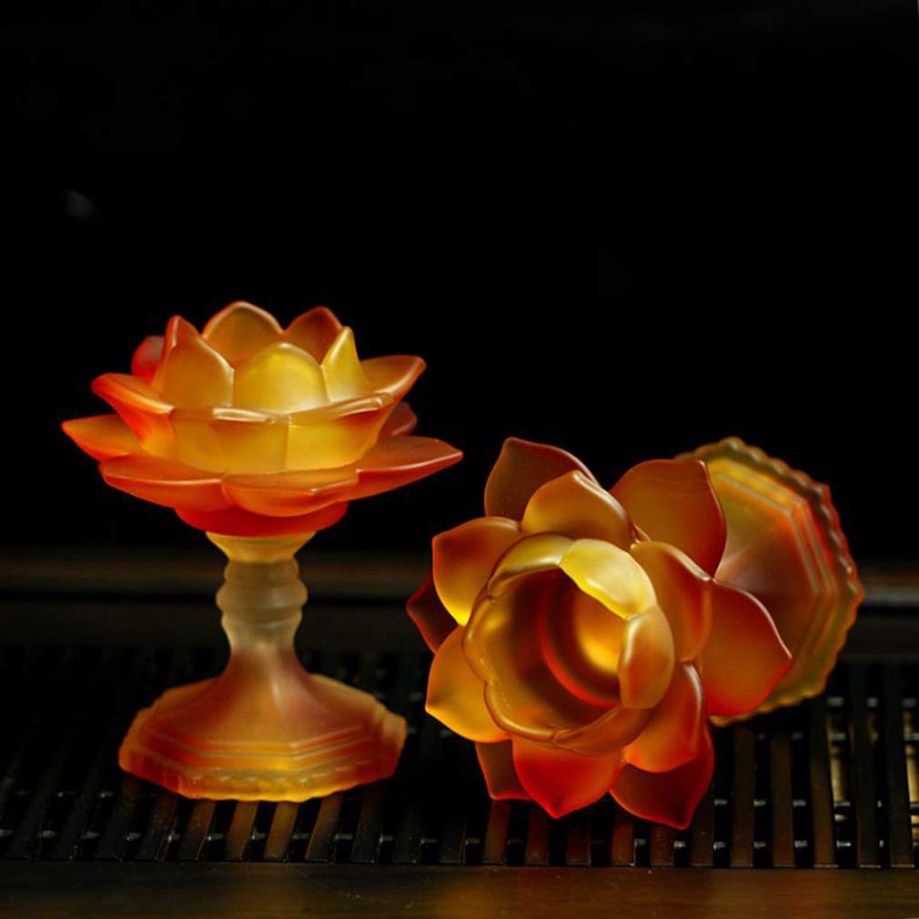 Glass Lotus Flower Candle Holders - Elegant Tealight Candle Stand for Home Decor, Wedding Party & Buddhist Meditation - Perfect for Candlelight Dinners, Spa Relaxation and Spiritual Gifts