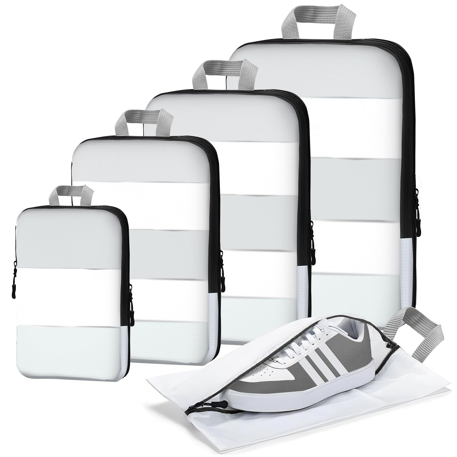 5-Piece Compression Packing Cubes Set for Travel - Space Saving Suitcase Organizers for Carry-On Luggage | Perfect for Business Trips, Vacations & Weekend Getaways