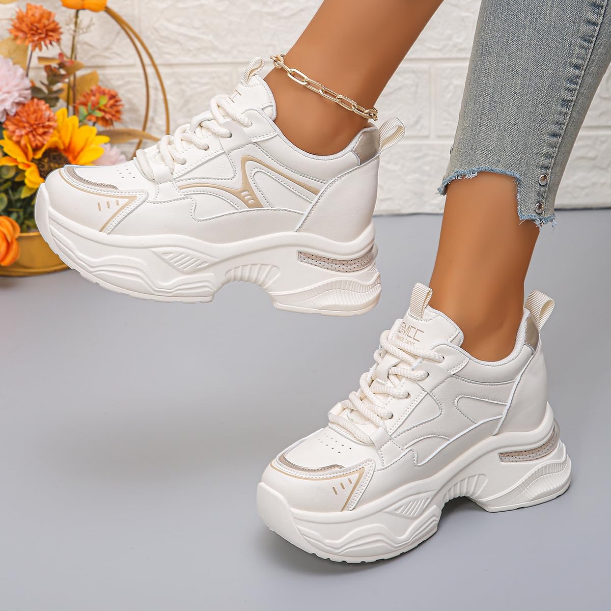 Women's Chunky Platform Sneakers 2024 | Trendy Leather Dad Shoes for Women | Comfortable & Stylish Walking Shoes for Casual Outfits & Streetwear Fashion