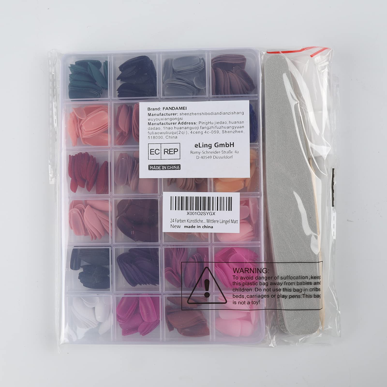 FANDAMEI 24 Pack Matte Press on Nails - Medium Coffin Fake Nails with Glue & Tools for DIY Nail Art at Home