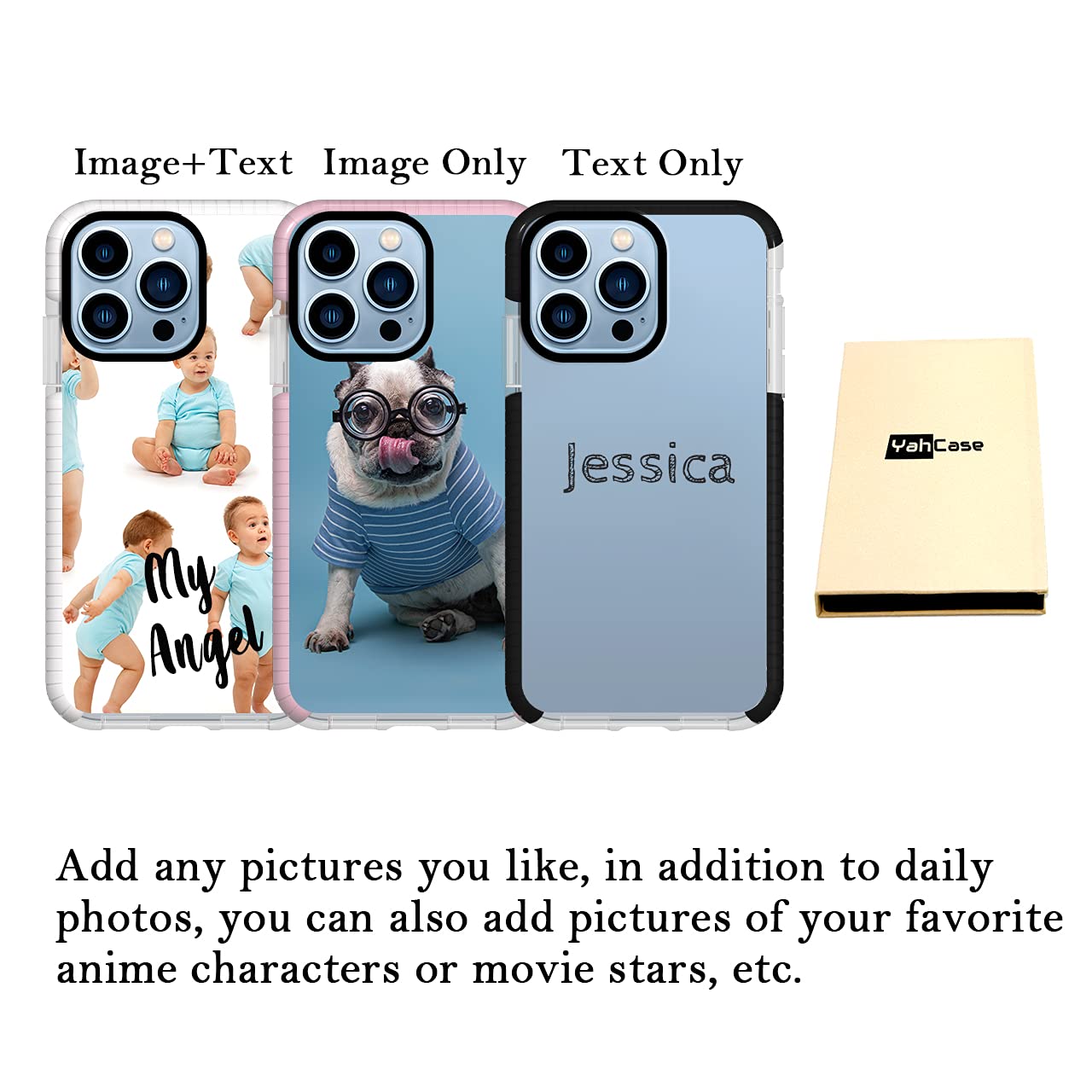 Custom iPhone 13 Pro Max Phone Case with Personalized Photo/Text/Name - Soft TPU Protective Cover Anti-Scratch & Shockproof (White) - Perfect Gift for Birthday, Anniversary & Daily Protection