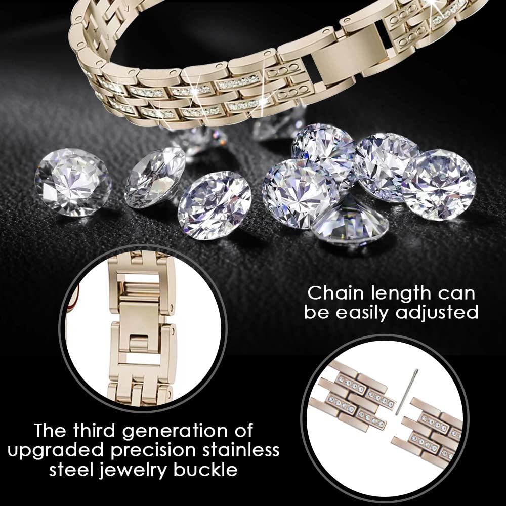 Stylish Metal Apple Watch Band for Women - Compatible with 38mm/40mm/41mm/42mm/44mm/45mm Apple Watch Series 7/6/SE/5/4/3/2/1 - Slim Rhinestone Bling Design for Everyday Wear & Special Occasions