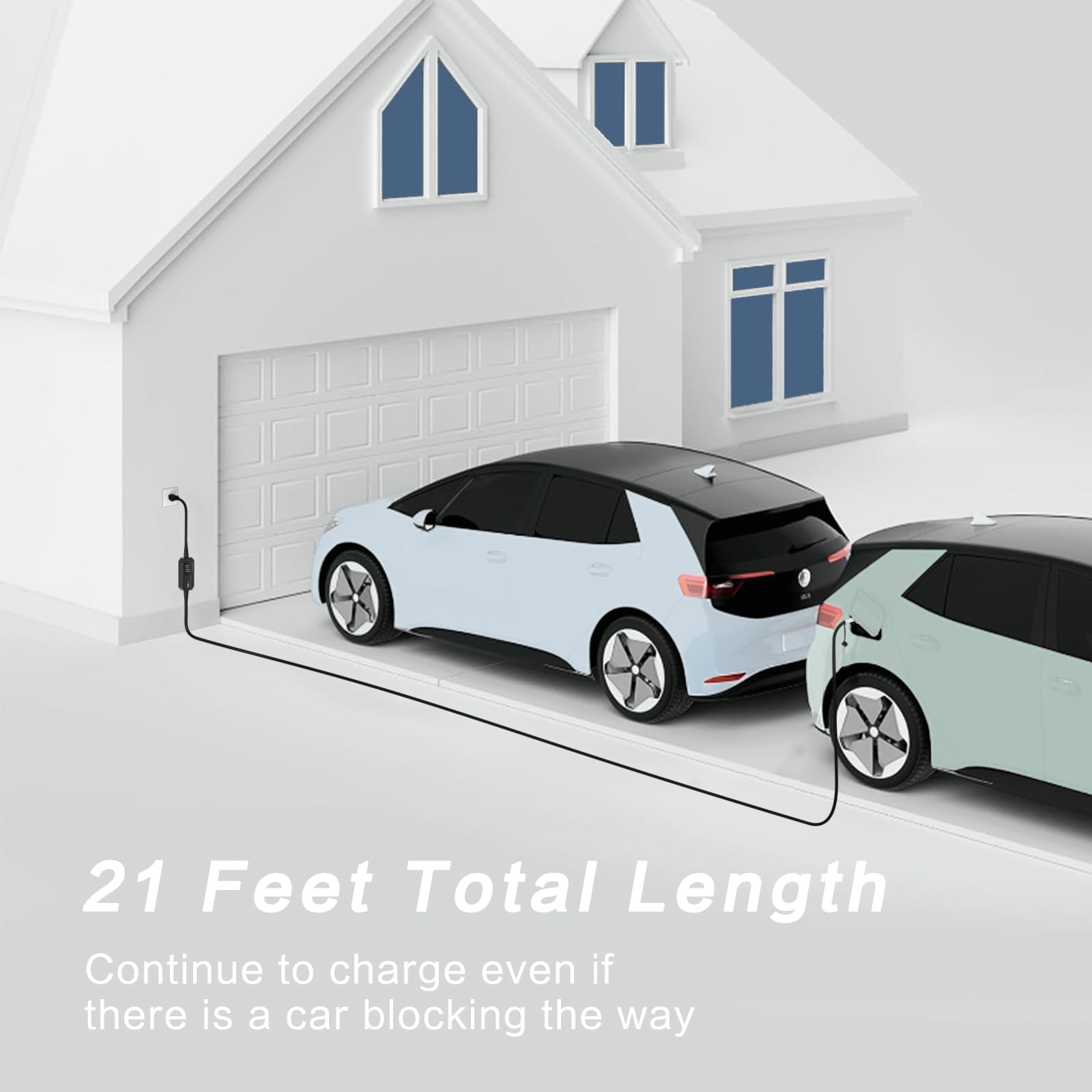 Level 1 EV Charger 16 Amp 25FT Cable - Portable J1772 Electric Vehicle Charger with NEMA 5-15 Plug - Perfect for Home, Office & Travel Charging