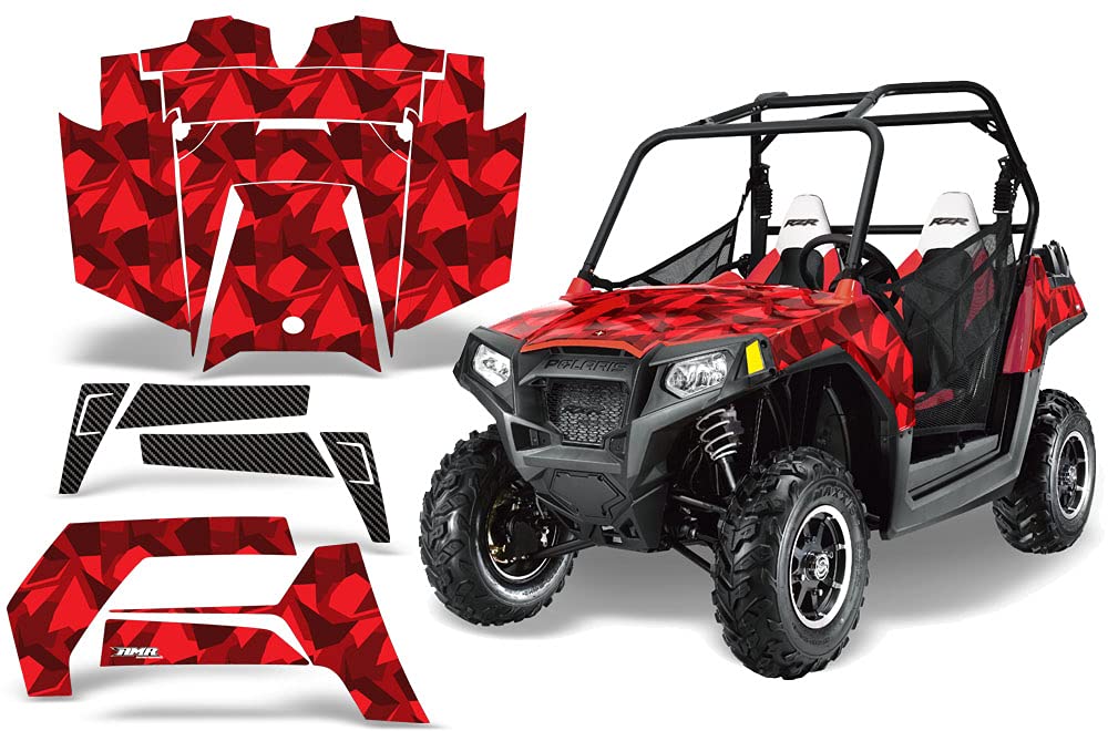 AMR Racing UTV Graphics Kit Sticker Decal for Polaris RZR 800 (2011-2014) - Special Forces Red Design | Off-Road Adventure & Side-by-Side Vehicle Customization