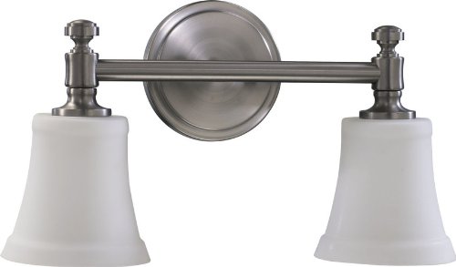 Quorum International 5122-2-65 Satin Nickel Vanity Lights with Satin Opal Shades - Perfect for Bathroom, Bedroom & Dressing Room Lighting