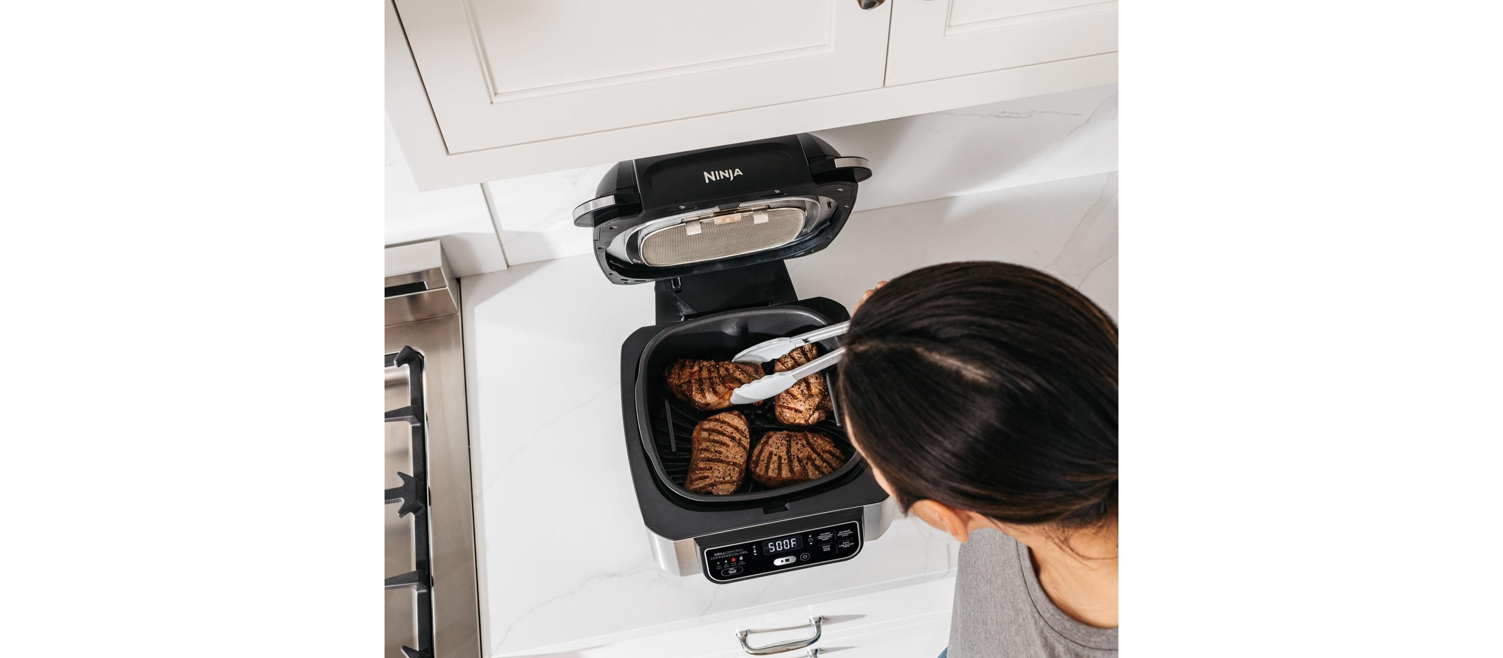 Ninja Foodi Smart XL Grill & Air Fryer Combo - 6-in-1 Indoor Electric Grill with Air Fry, Roast, Bake, Broil & Dehydrate Functions - Home Essentials Warranty Included - Perfect for Grilling, Frying & Healthy Cooking at Home