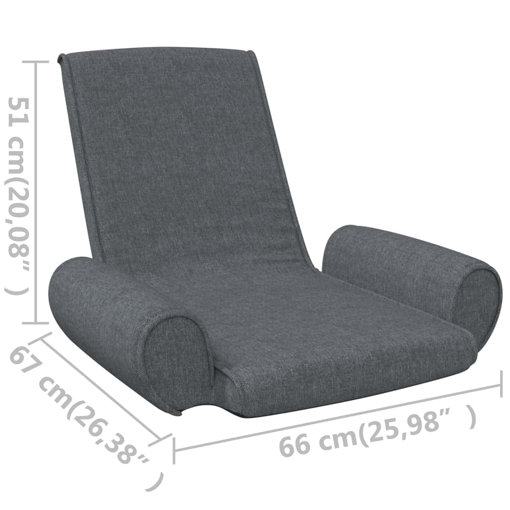 **CHARMMA Folding Floor Chair with Back Support - Padded Sleeper Sofa Bed, Recliner, Gaming & Meditation Chair for Adults - Soft Fabric, Armrests, Gray - Perfect for Living Room, Bedroom & Game Room**