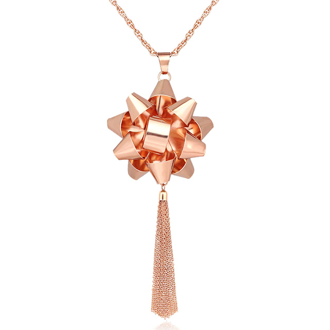 Christmas Necklace for Women - Elegant Xmas Gift with Bow Pendant & Tassel Chain - Perfect for Holiday Parties, Gift Giving & Festive Occasions