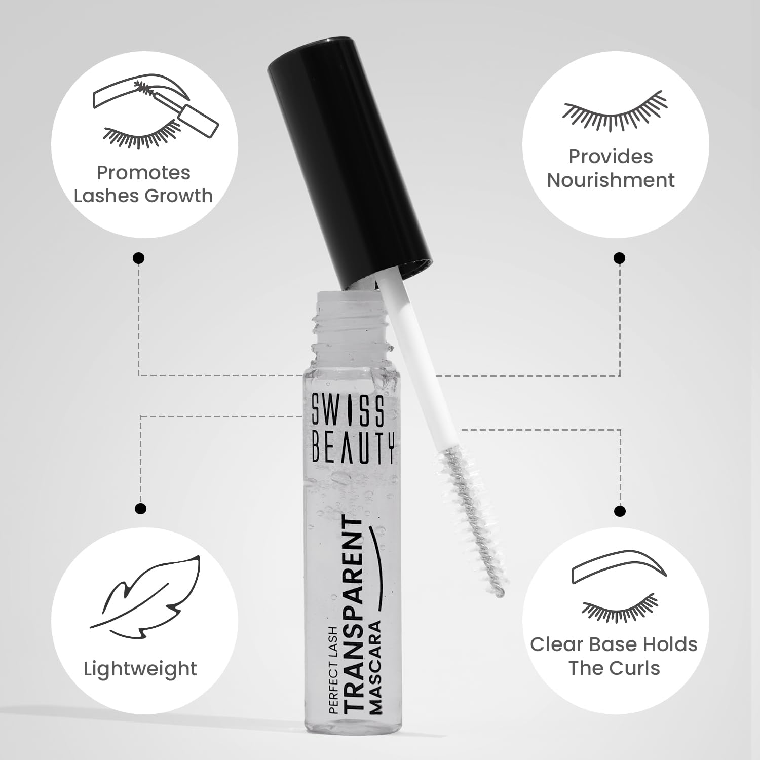 Swiss Beauty Perfect Lash Transparent Volumizing Mascara - Lightweight Non-Sticky Formula with Lash Growth Enhancer (7ml) | Natural Looking Lashes for Everyday Wear & Special Occasions
