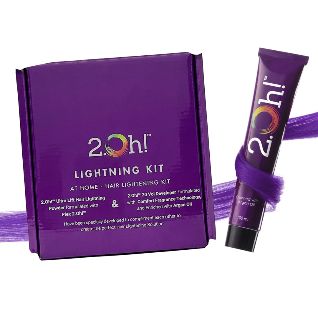 Oh! Italian Violet Semi-Permanent Hair Color & Bleach Kit with Plex & Argan Oil - DIY Hair Dye for Women & Men - Perfect for Highlights, Balayage & Creative Color at Home