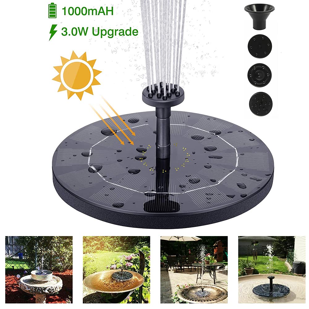 Solar Powered Fountain Pump Kit - Outdoor Bird Bath Water Feature with Floating Spray Head for Garden, Patio, Pond & Pool | Decorative Solar Water Pump for Backyard, Lawn & Landscape