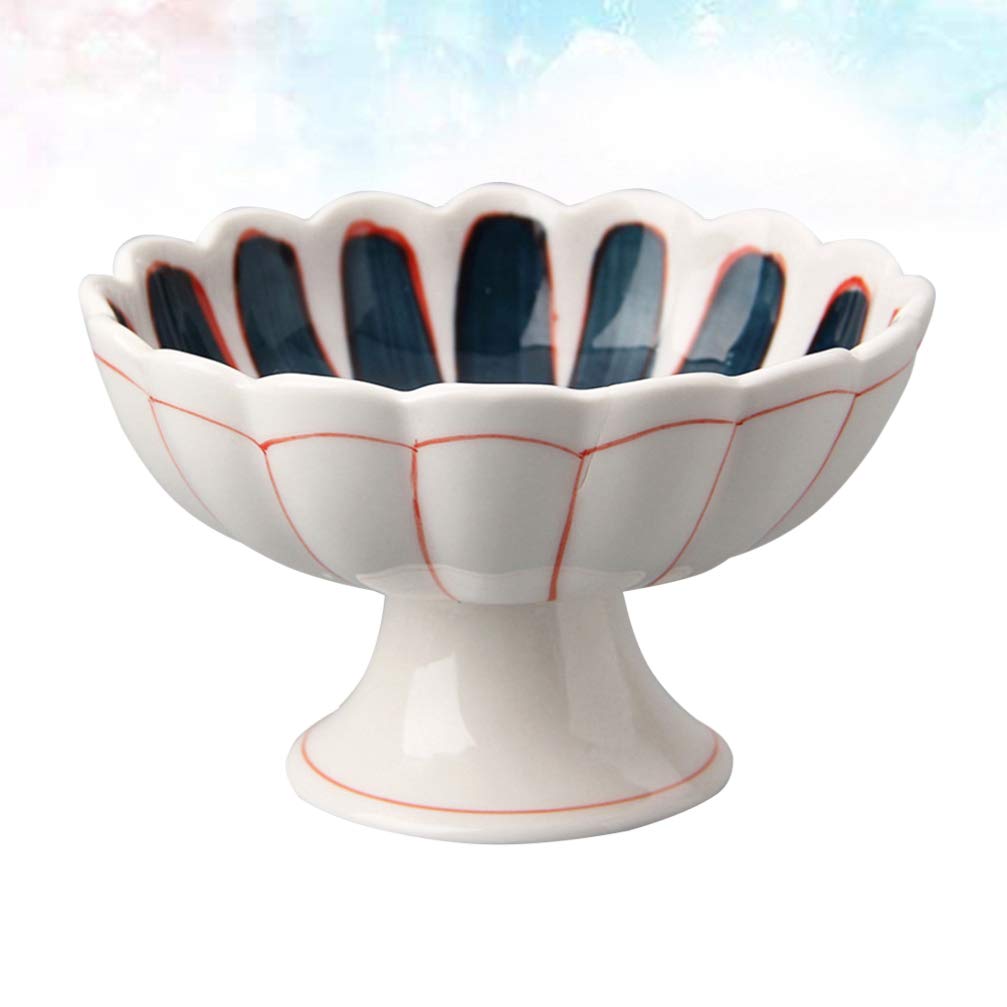 Hemoton 1pc Japanese Style Ceramic Bowl with Stand - White Salad Bowl for Dining, Kitchen & Tableware - Perfect for Sushi, Ramen, Rice Bowls & Home Decor