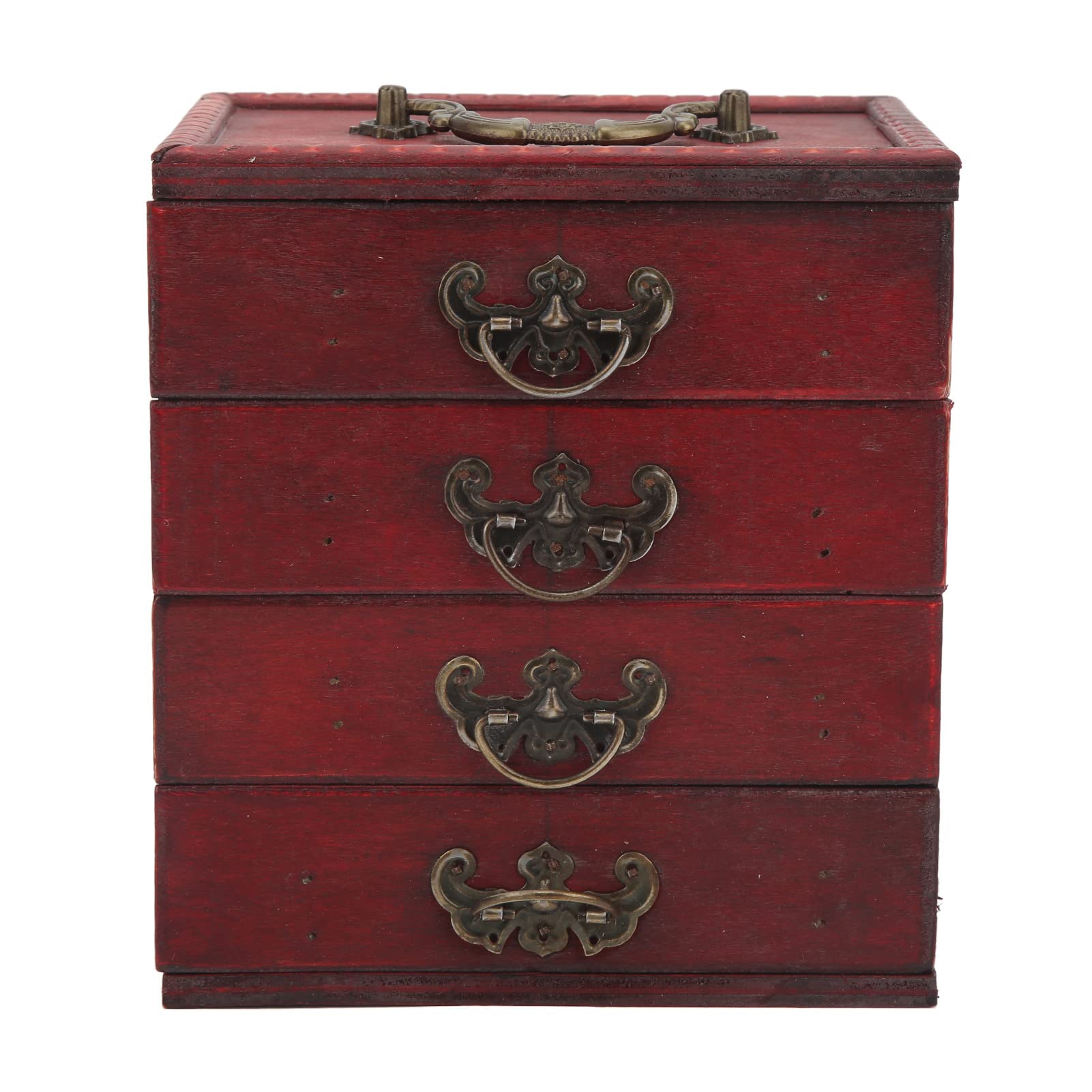 Vintage 4-Layer Wooden Jewelry Box - Large Capacity Antique Jewelry Organizer with Multiple Compartments for Bracelets, Earrings, Necklaces | Perfect for Bedroom Vanity, Travel Storage & Gift Giving