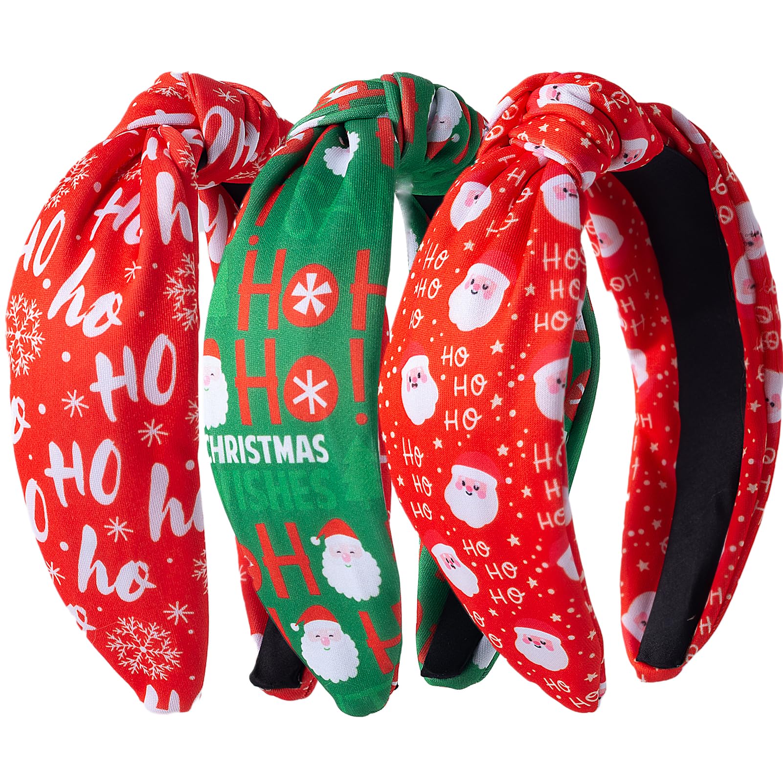 3Pcs Christmas Headbands for Women - Snowflake Santa Snowman Xmas Tree Holiday Hair Hoops, Festive Hair Accessories for Christmas Party & Gift Giving (HOHO)