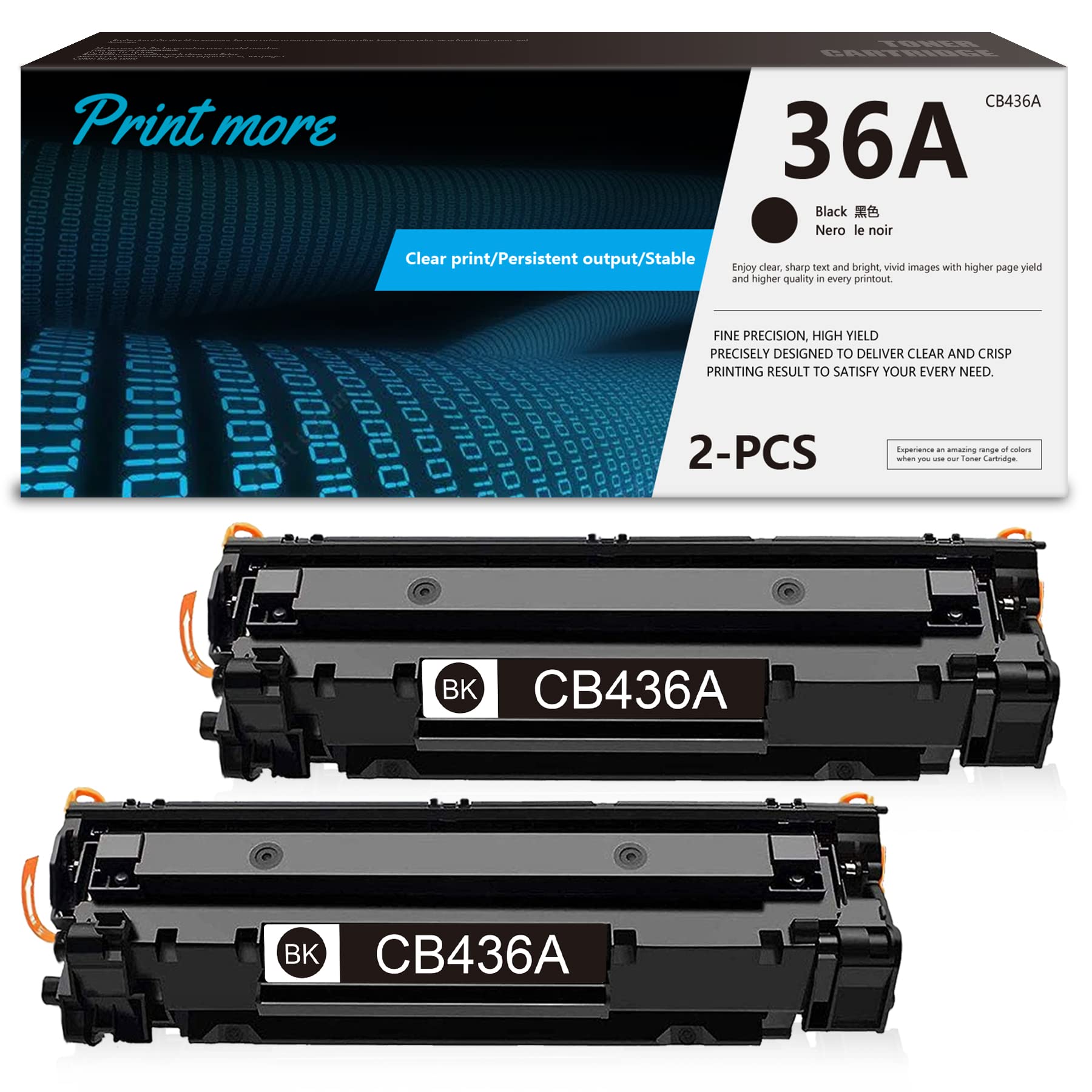 VASERINK 2 Pack CB436A Compatible Black Toner Cartridge - High Yield 2,000 Pages Replacement for HP LaserJet M1120, M1522 MFP, P1505 Series Printers | Office & Home Printing Solution