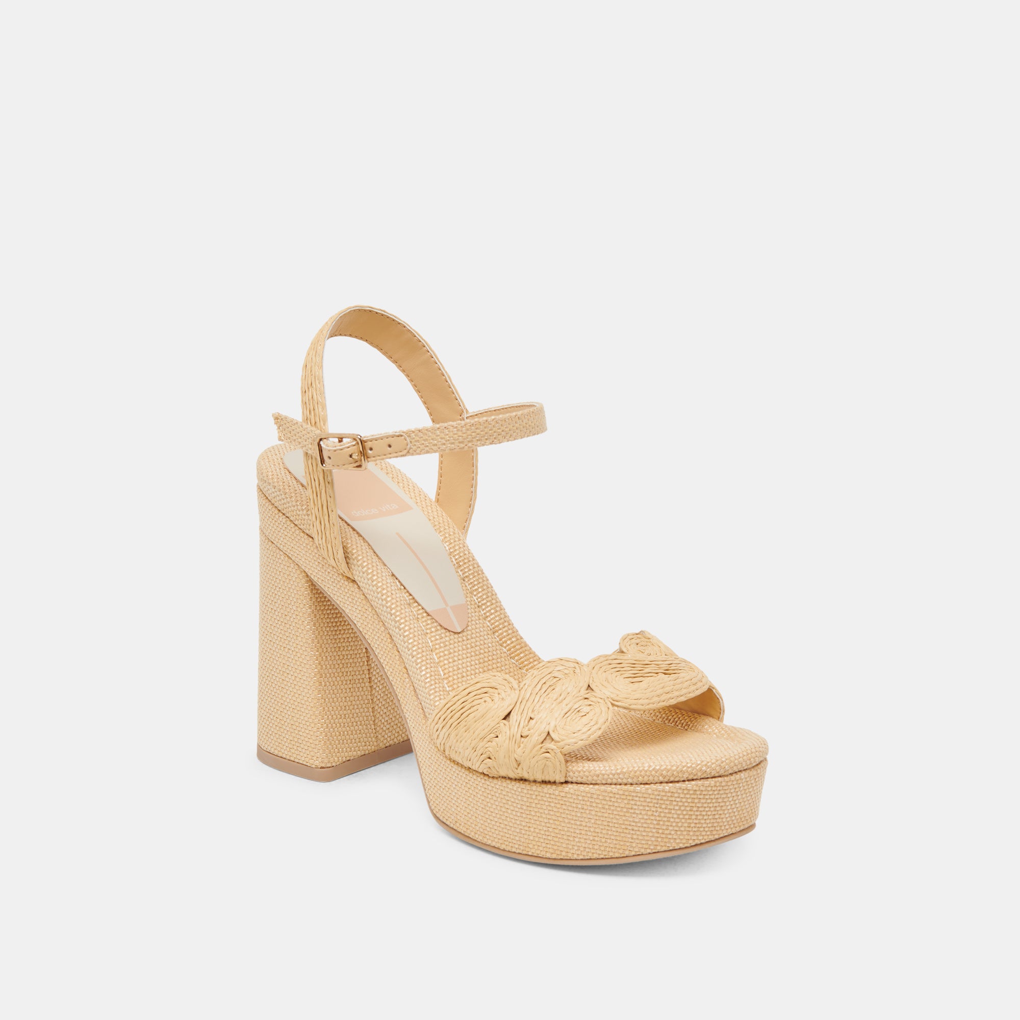 TINAYA Women's Natural Raffia Heels - Comfortable Summer Sandals for Beach, Wedding & Casual Outings