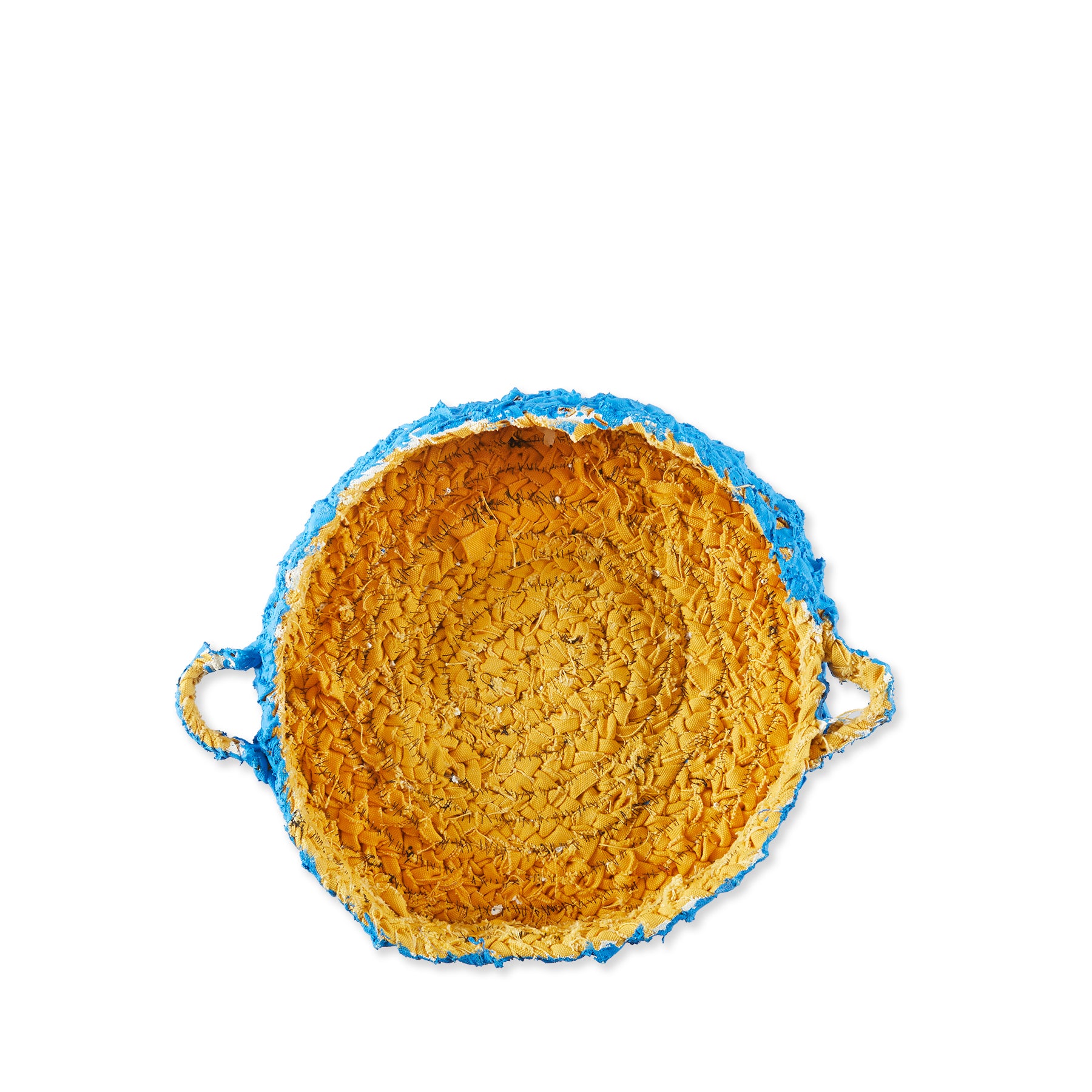 Blue and Yellow Small Round Nesting Tray Set - Stackable Serving Tray for Coffee Table, Kitchen, or Party Decor
