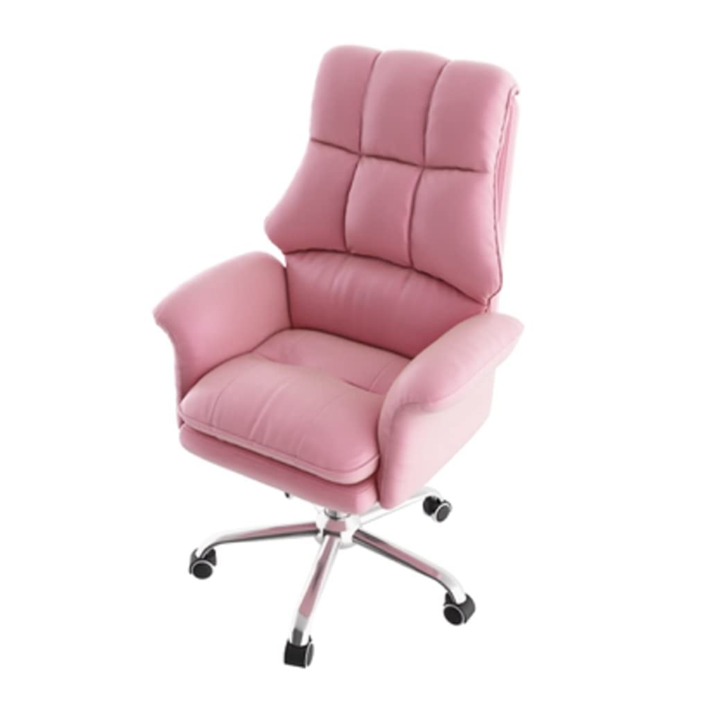 Ergonomic High Back Office Chair - Adjustable PU Leather Computer Desk Chair with Swivel & Tilt Function for Home & Office Workspace - Executive Task Chair in Pink (Perfect for Long Hours of Work & Gaming)