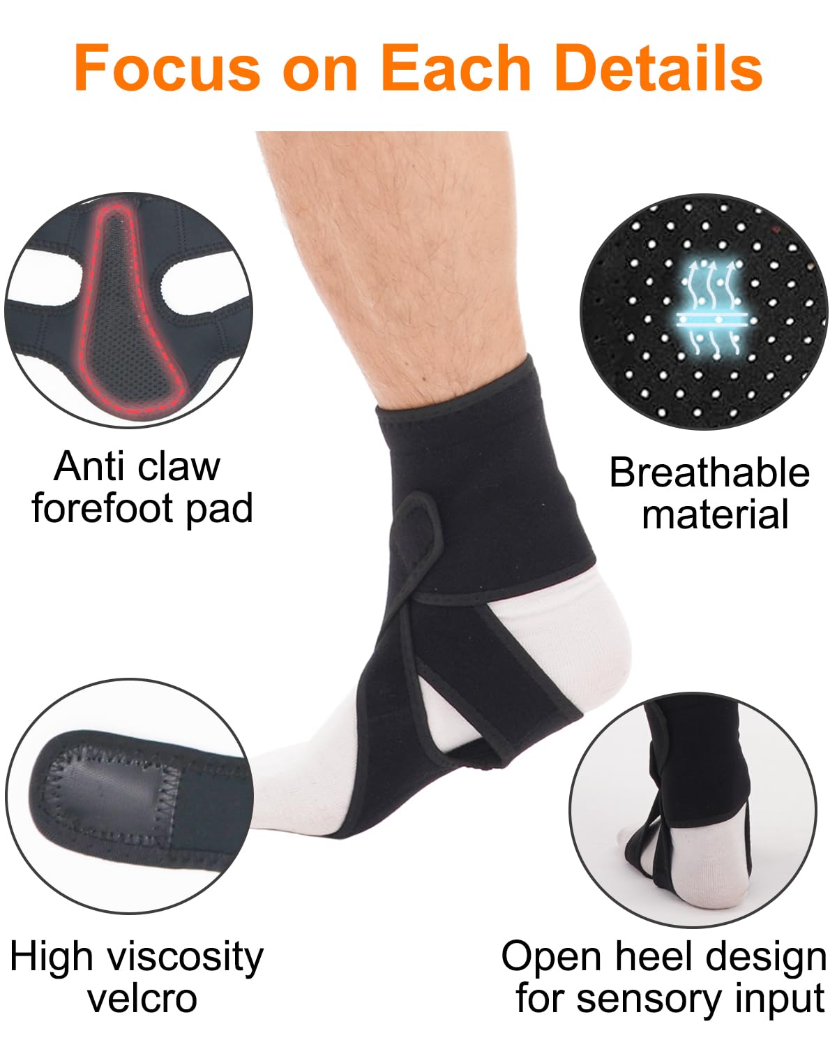 AFO Foot Drop Brace for Walking - Adjustable Orthotic Support to Improve Gait & Relieve Pain - Plantar Fasciitis & Drop Foot Brace - Left Foot - Perfect for Daily Use, Sports & Sleep Support