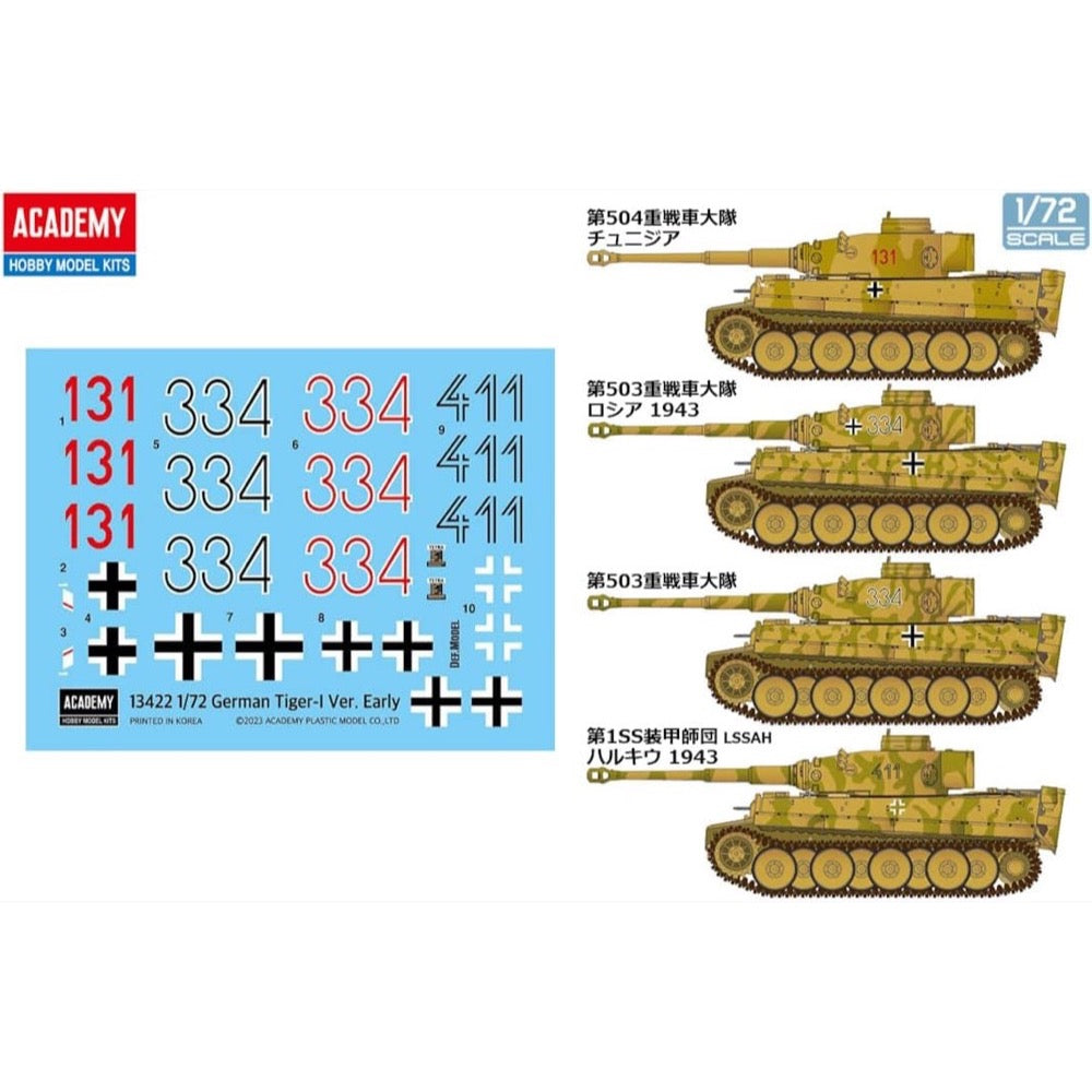 1/72 Scale Academy 13422 Pz. VI Tiger I Model Kit - WW2 German Tank for Collectors & Hobbyists | Perfect for Military History Enthusiasts & Scale Model Displays