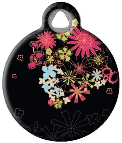 Custom Engraved Dog ID Tag - Personalized Pet Name Tag with Midnight Garden Design - 1.25 Inch Large Size - Perfect for Collars & Pet Safety Accessories