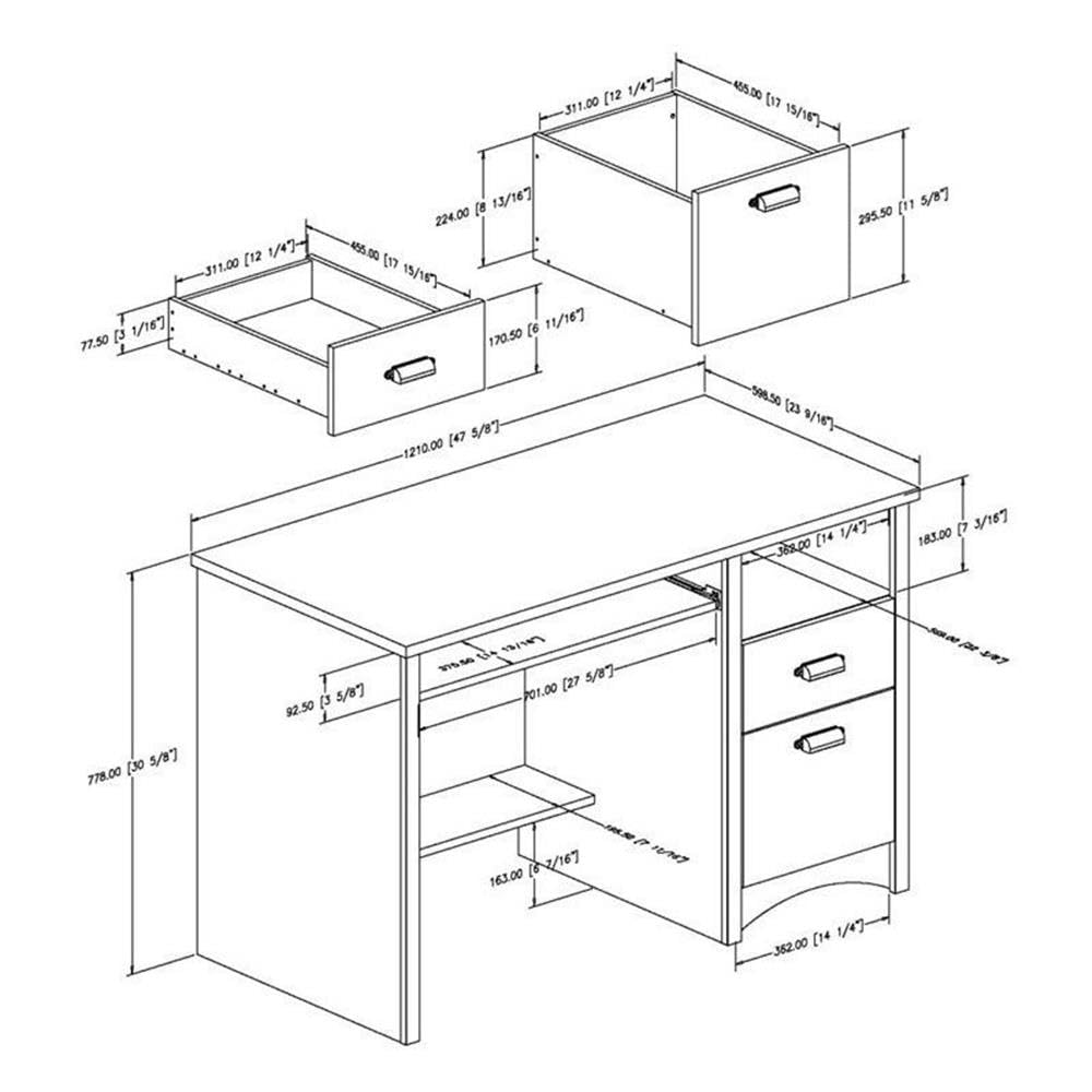 Atlin Designs Rustic Oak Computer Desk - Modern Home Office Desk for Work & Study - Perfect for Small Spaces & Remote Work