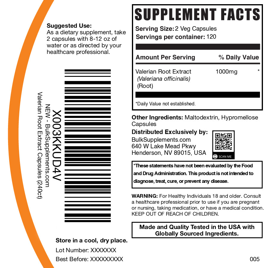 Valerian Root Extract Capsules 1000mg - Natural Sleep Aid & Stress Relief Supplement - Promotes Relaxation & Better Sleep - Non-GMO, Vegan - Perfect for Insomnia, Anxiety & Nighttime Calm