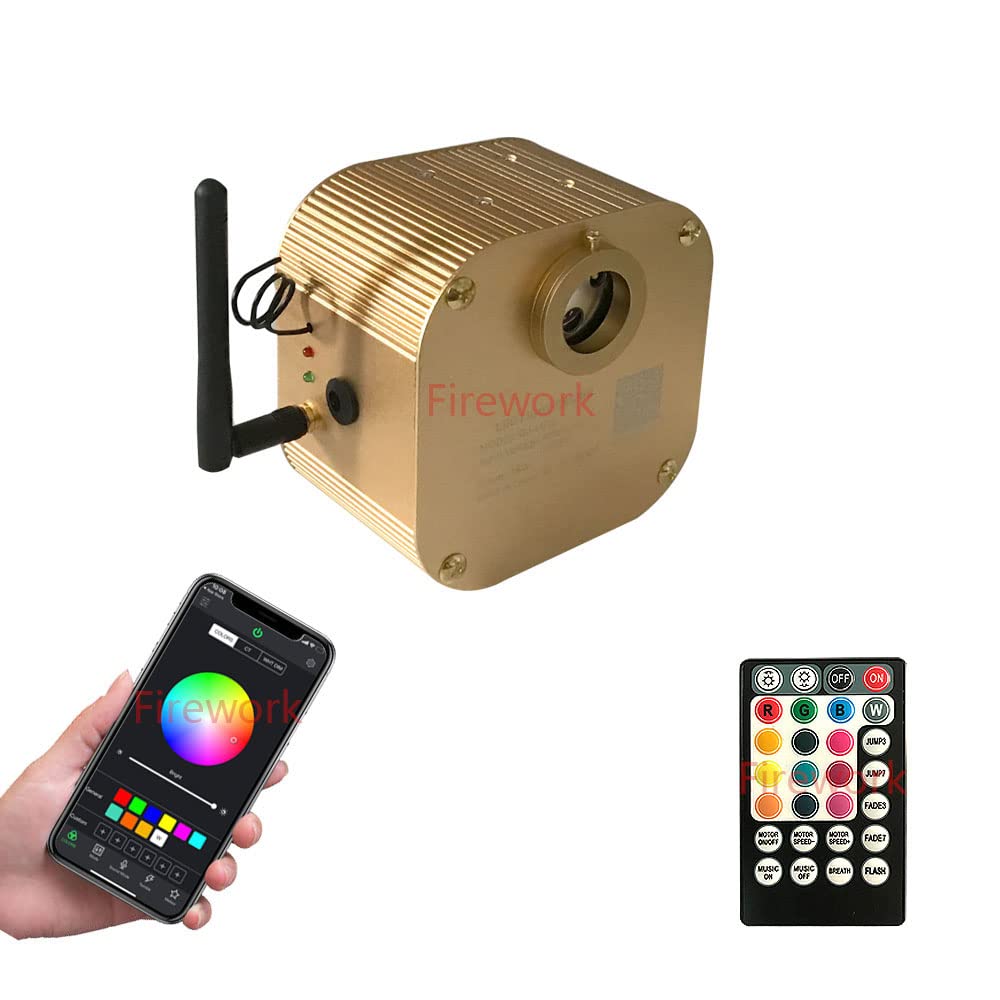 16W Bluetooth Fiber Optic Light Engine with APP & Remote Control - Twinkle Star Ceiling Lights for Cars, Home Theater & Bedroom Decoration (Fiber Optic Cable Not Included)
