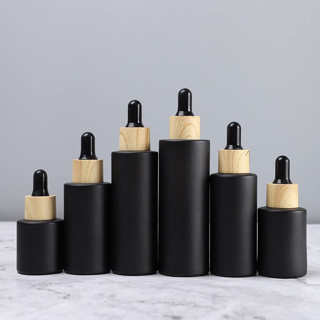 Premium Frosted Black Glass Dropper Bottles (5ml) - Refillable Essential Oil Containers with Pipette for Aromatherapy, DIY Blends & Skincare | Perfect for Travel, Home & Spa Use