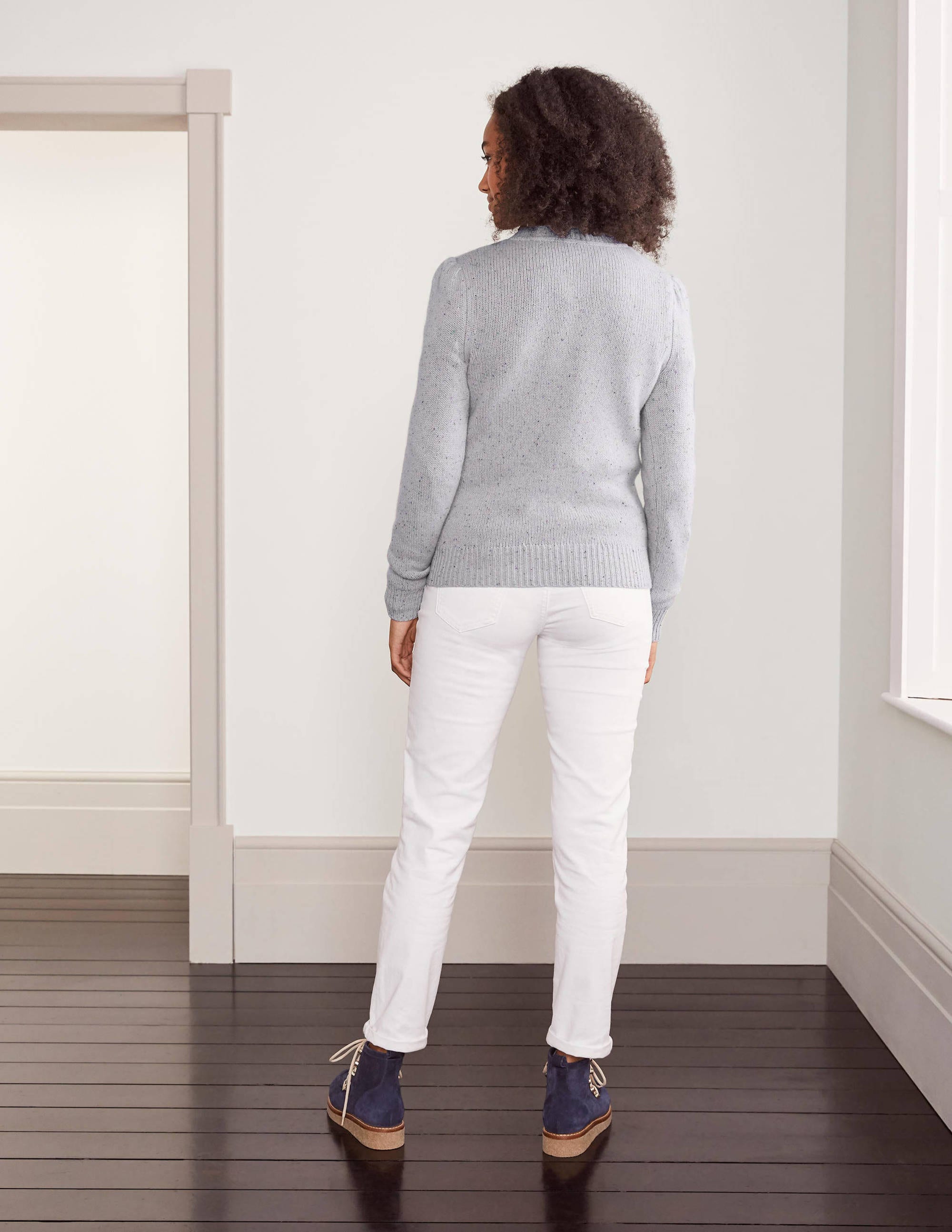 Luxury Beaufort Cashmere Cardigan for Women - Soft Winter Sweater in Slate Nep - Perfect for Office, Travel & Cozy Evenings