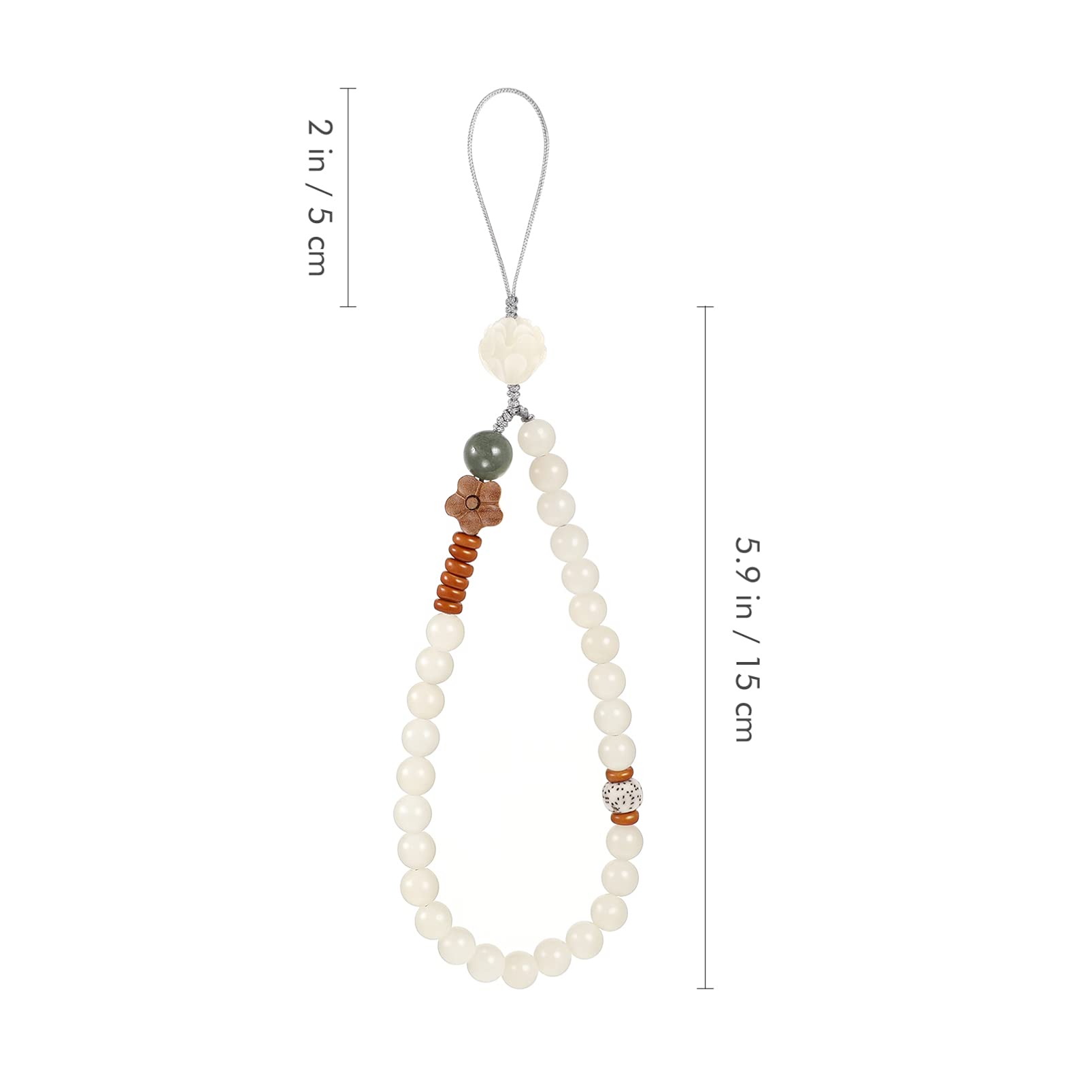 Buddha Beads Phone Wrist Strap - Adjustable Lanyard Keychain with Chinese Style Pendant for Smartphones - Random Floral Colors - Perfect for Yoga, Meditation & Daily Phone Security